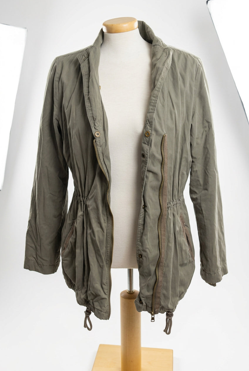 Size 8 L.O.G.G. H&M Utilitarian Green Waist Drawstring Jacket Vardo Vintage and Valuables Consignment