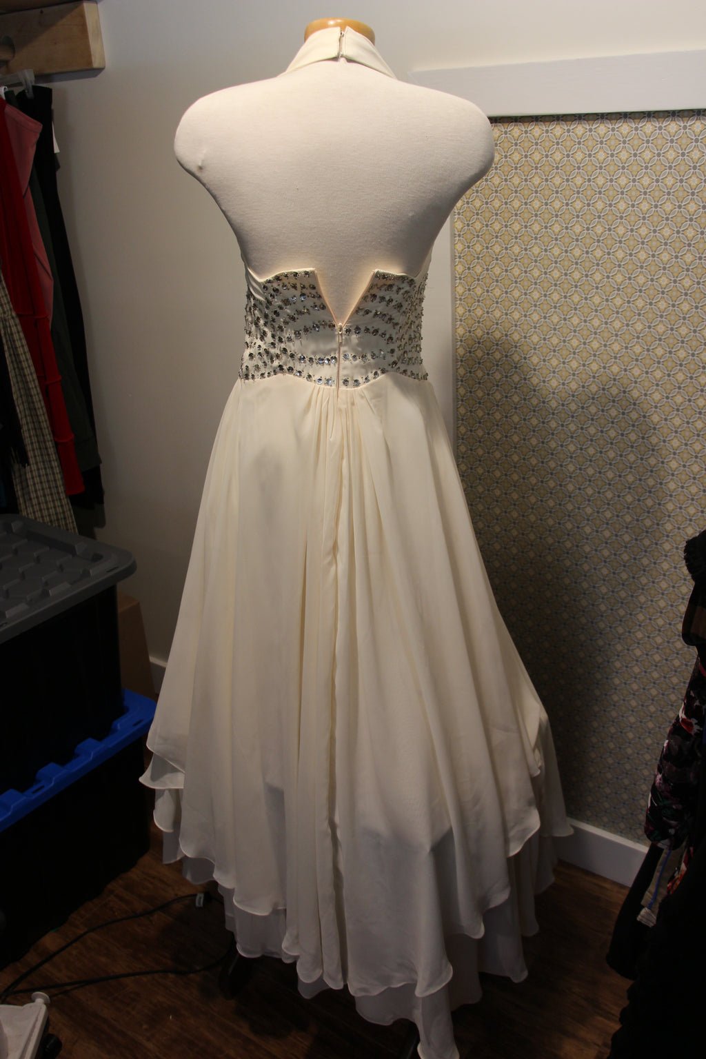 Wedding Dress Sequin Corset Area and Over the Neck Hook Tie 37 Cm Flat Waist Seam to Seam