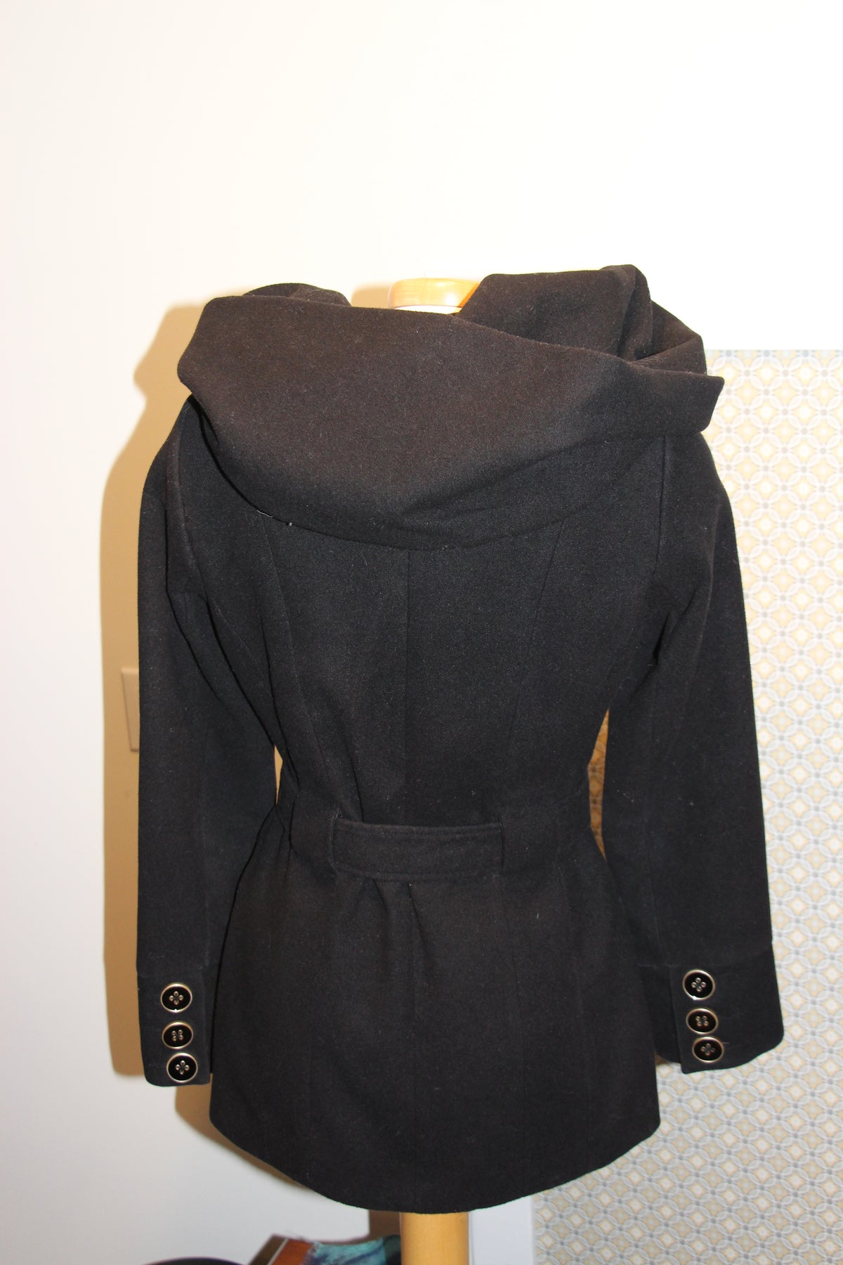 Back view of Unique Incomparable RW & Co Black Cowl Neck Jacket - Black (Women's Medium) on consignment