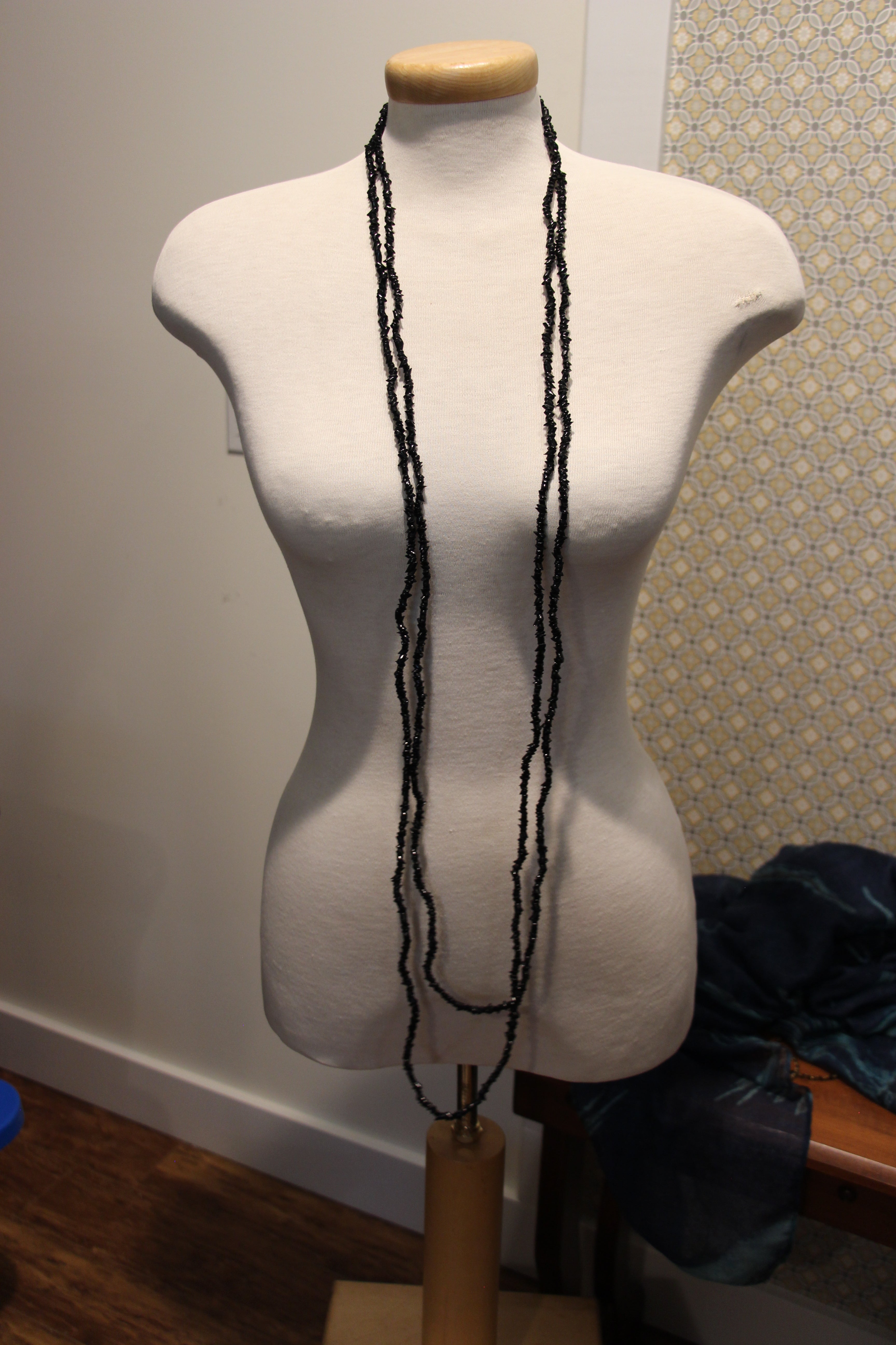 Black Jagged Faux Pucca Shell Long Necklace Vardo Vintage and Valuables Consignment