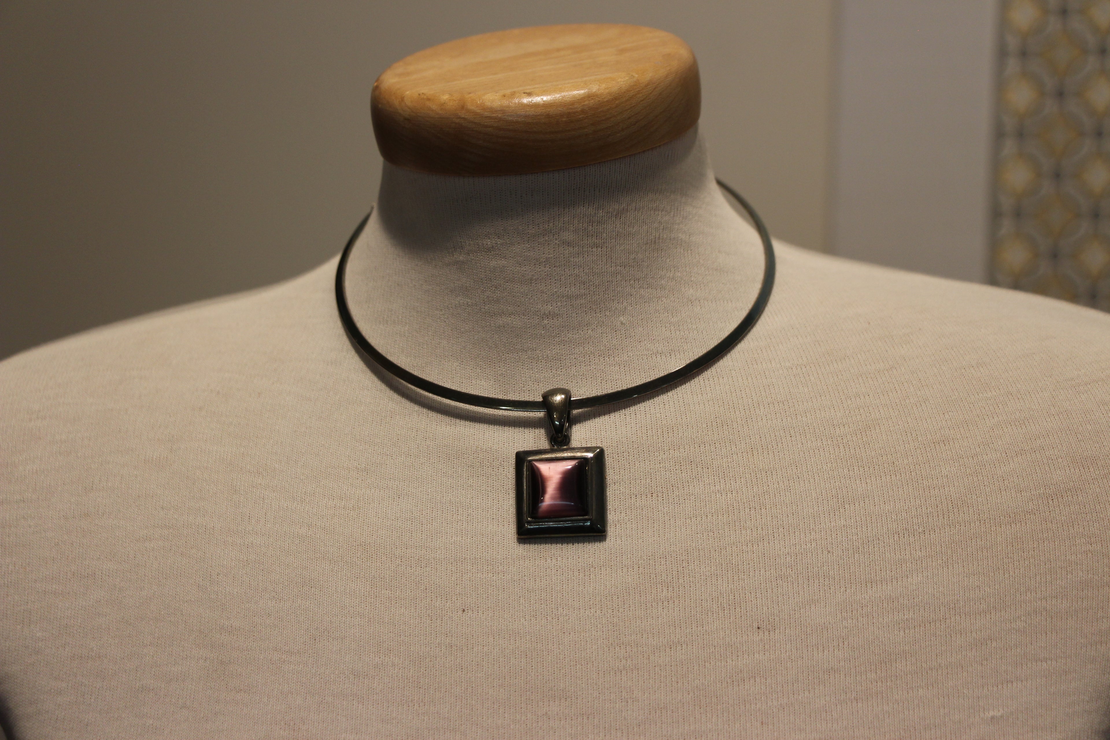 Amethyst Look Square Pendant Necklace Party Jewelry Vardo Vintage and Valuables Consignment