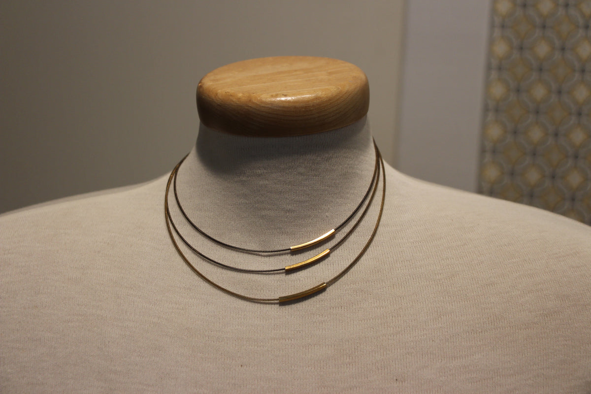 Three Tiered Wire Clasp Closure Necklace Party Jewelry