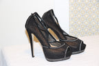 Size 8 JustFab Studded Black Sheer 6 inch Pumps Vardo Vintage and Valuables Consignment
