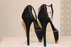 Size 8 JustFab Studded Black Sheer 6 inch Pumps