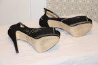 Size 8 JustFab Studded Black Sheer 6 inch Pumps