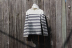 Size L Nautical Style Blue Striped White Hoodie