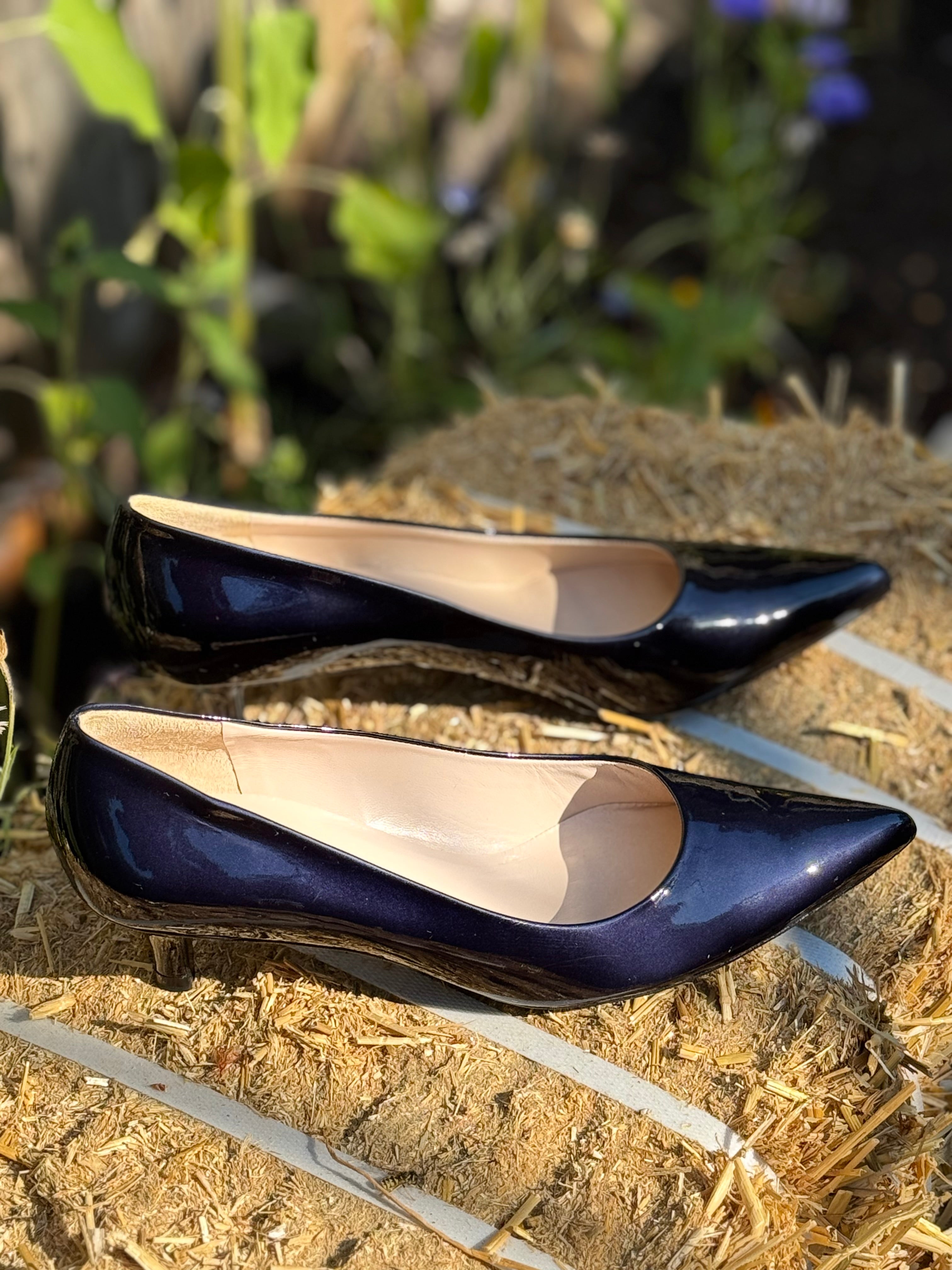 Navy Blue Patent Peter Kaiser heels - consigned with VARDO Vintage & Valuables vvvardo.ca