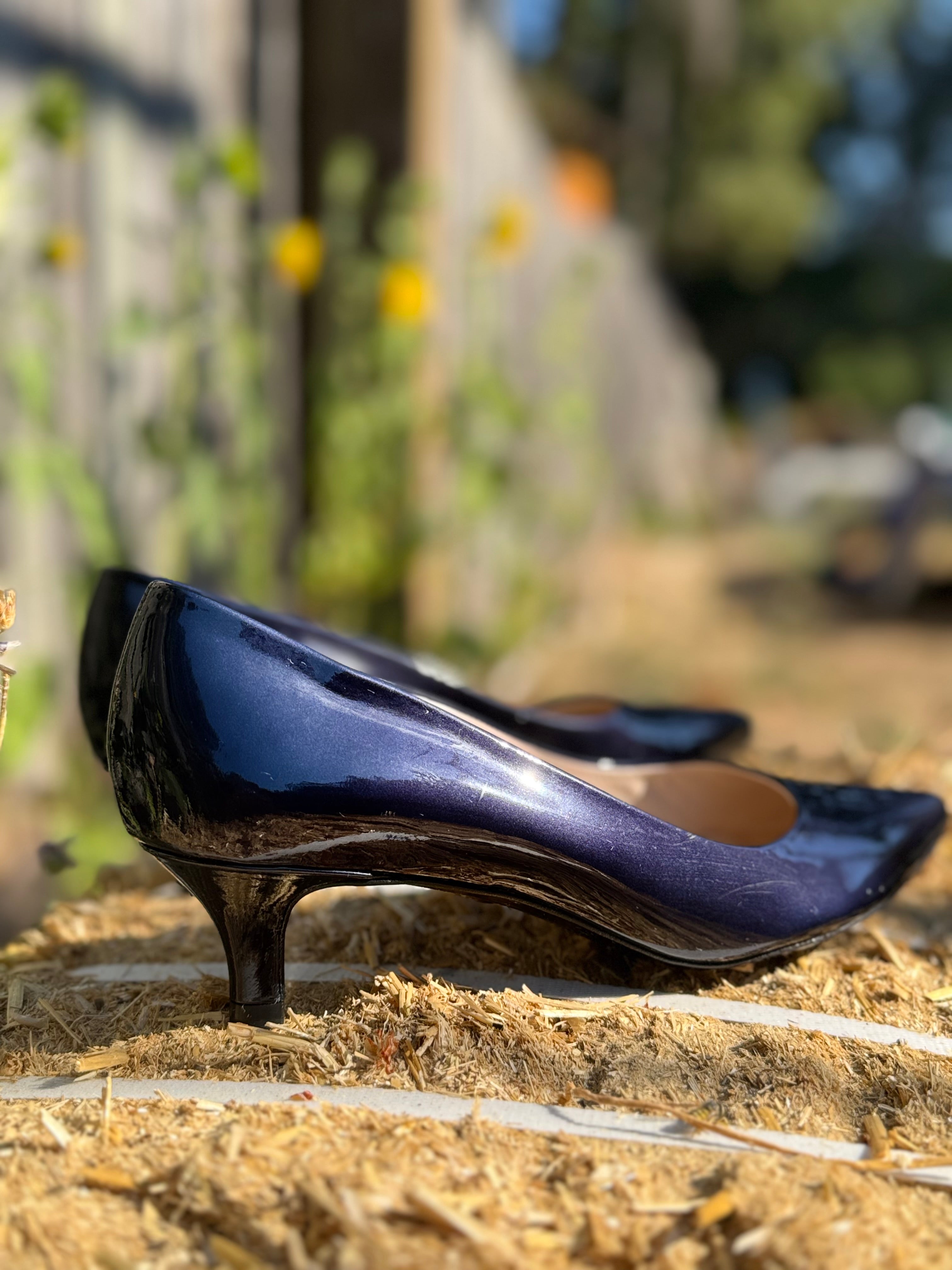 Navy Blue Patent Peter Kaiser heels - consigned with VARDO Vintage & Valuables vvvardo.ca
