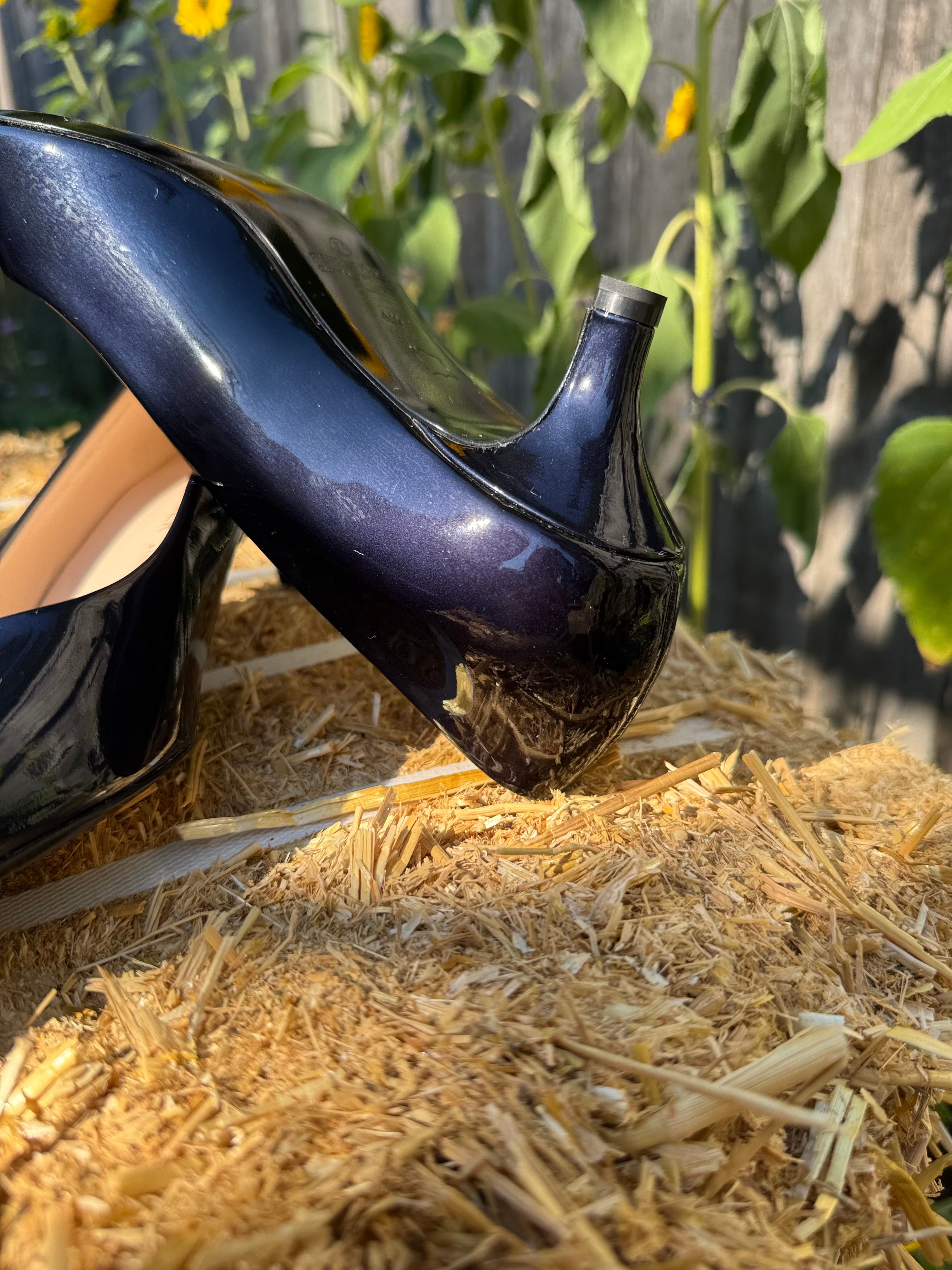 Navy Blue Patent Peter Kaiser heels - consigned with VARDO Vintage & Valuables vvvardo.ca