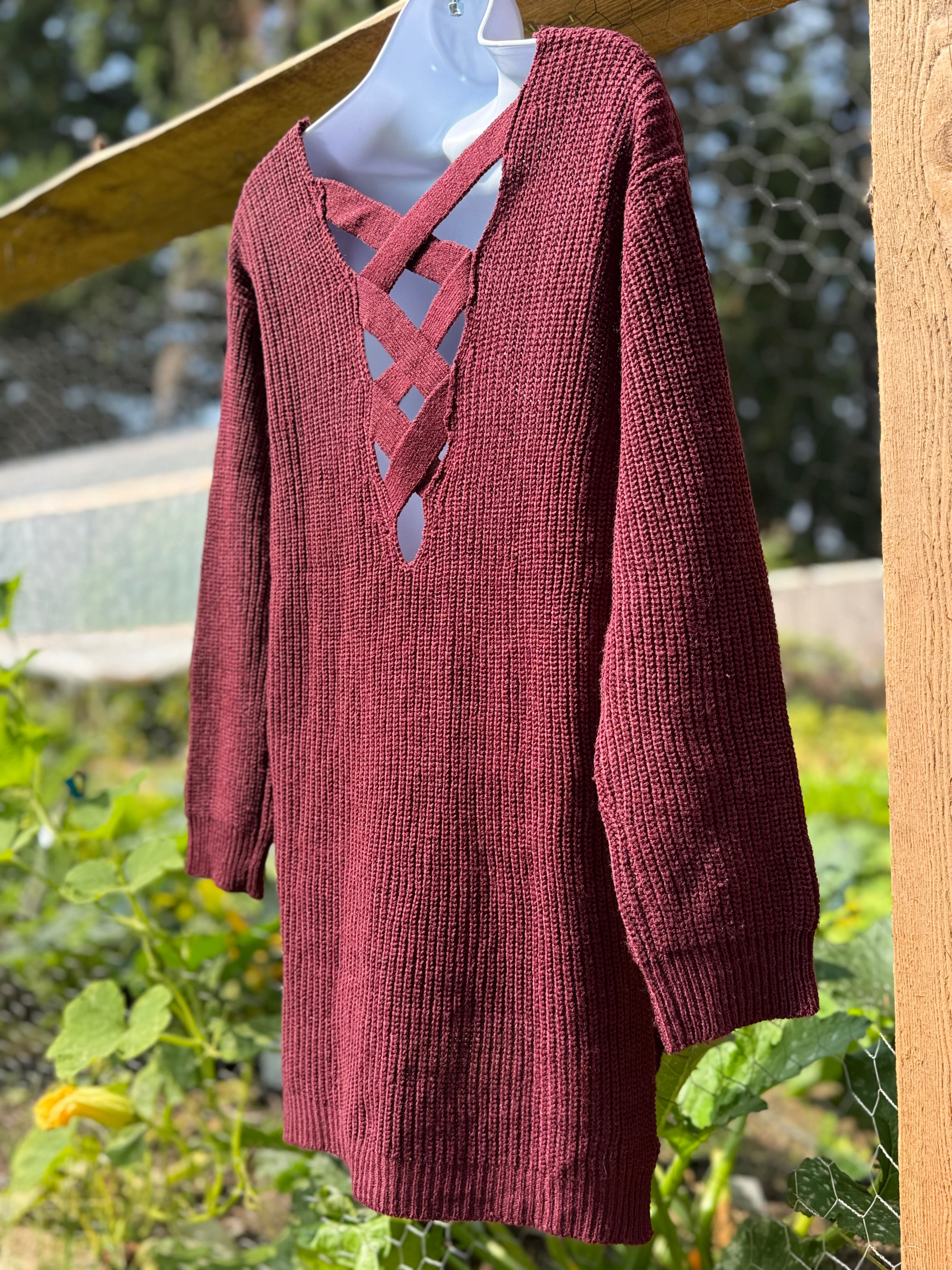 Strappy V-cutout low back sweater- Consigned with VARDO Vintage & Valuables vvvardo.ca