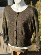 Bianca Nygård Black Cropped Button Up Cardigan with Gold Tinsel- Consigned with VARDO Vintage & Valuables vvvardo.ca