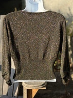 Bianca Nygård Black Cropped Button Up Cardigan with Gold Tinsel- Consigned with VARDO Vintage & Valuables vvvardo.ca