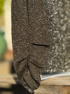 Bianca Nygård Black Cropped Button Up Cardigan with Gold Tinsel- Consigned with VARDO Vintage & Valuables vvvardo.ca