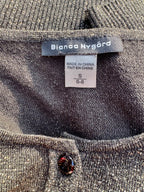 Bianca Nygård Black Cropped Button Up Cardigan with Gold Tinsel- Consigned with VARDO Vintage & Valuables vvvardo.ca