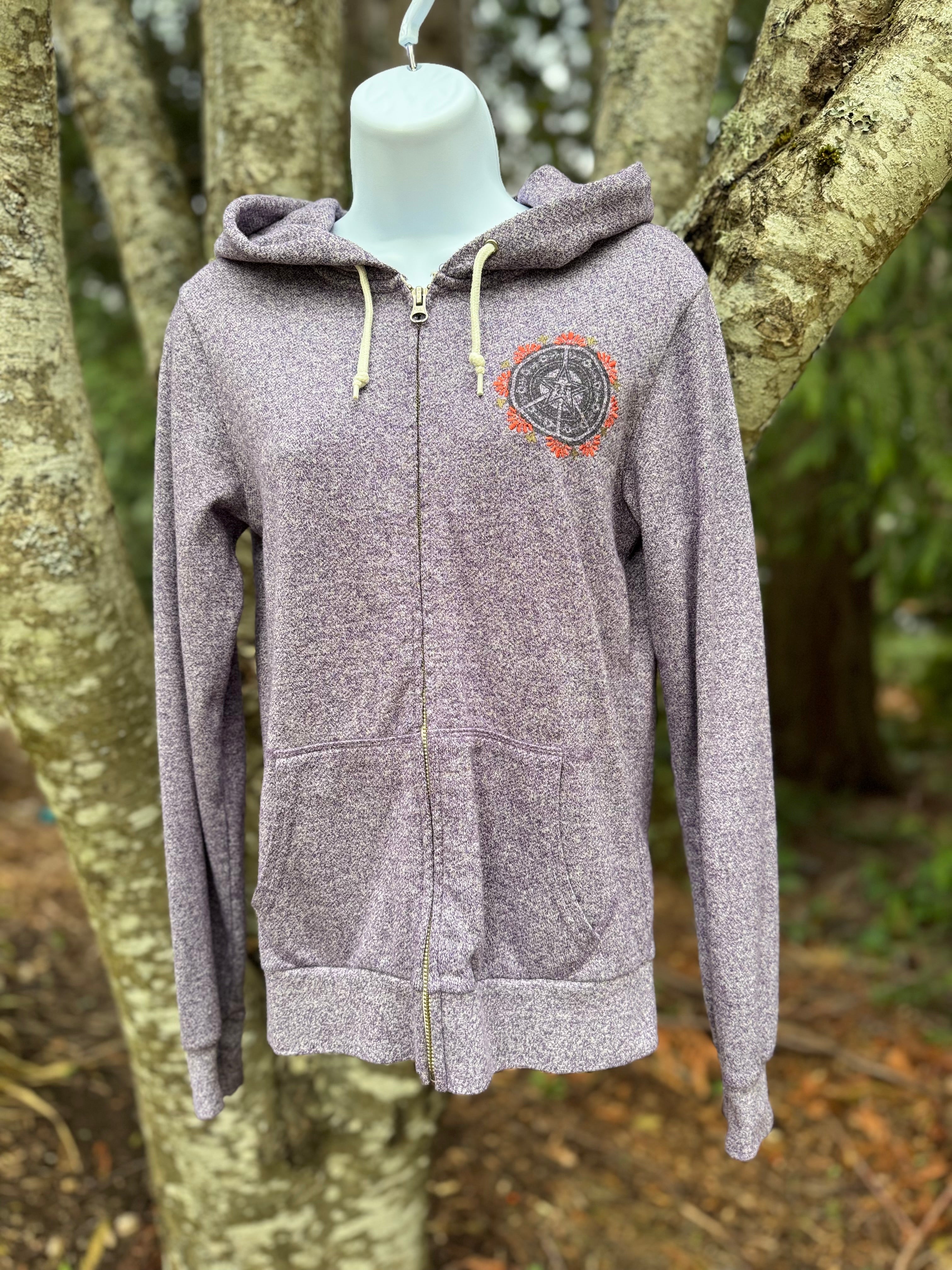 Obey Purple and Grey Zip-Up Hoodie with Pentagram Design on Front- Consigned with VARDO Vintage & Valuables vvvardo.ca