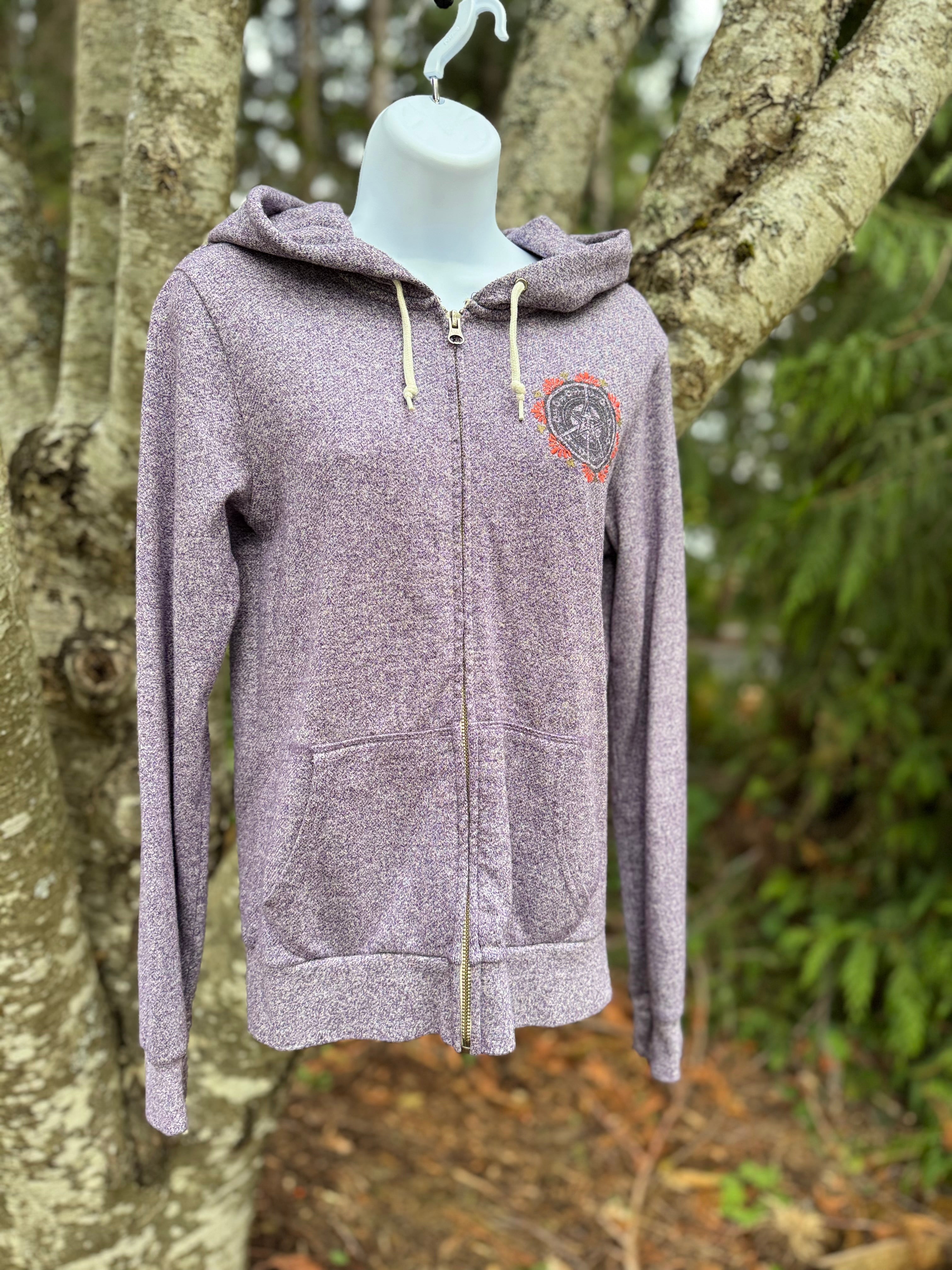 Obey Purple and Grey Zip-Up Hoodie with Pentagram Design on Front- Consigned with VARDO Vintage & Valuables vvvardo.ca