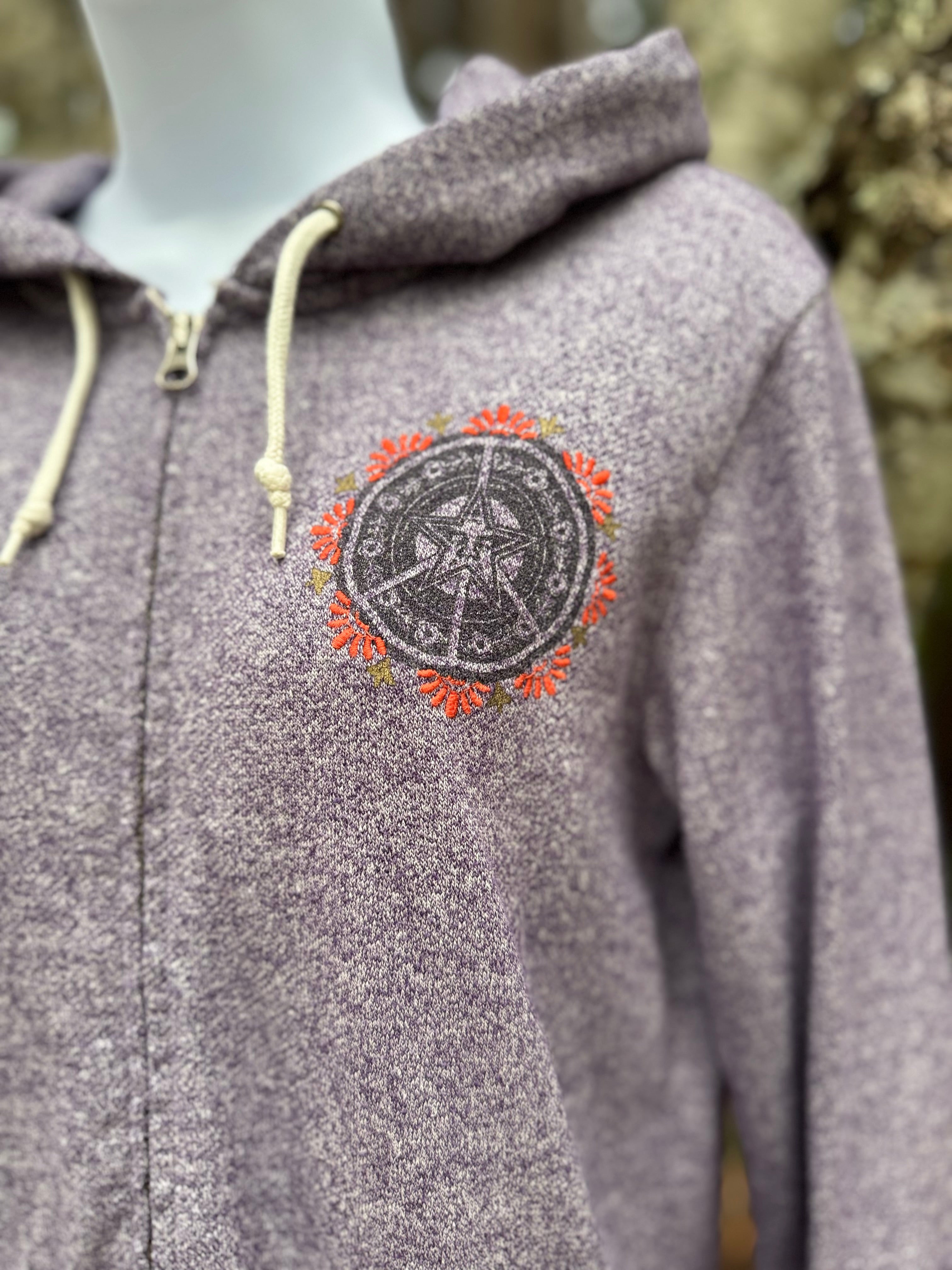 Obey Purple and Grey Zip-Up Hoodie with Pentagram Design on Front- Consigned with VARDO Vintage & Valuables vvvardo.ca