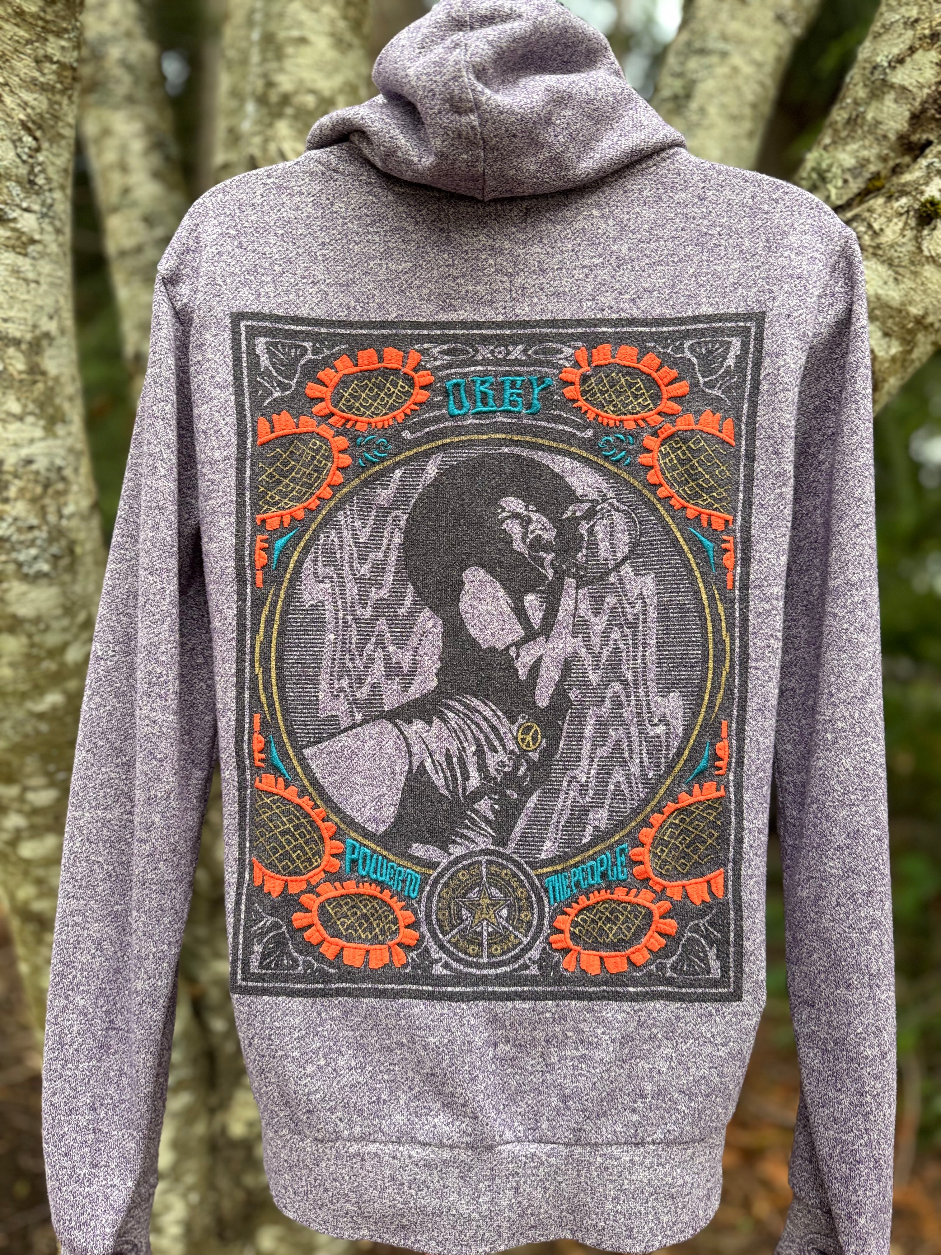 Obey Purple and Grey Zip-Up Hoodie with Pentagram Design on Front- Consigned with VARDO Vintage & Valuables vvvardo.ca
