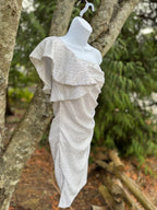 J IS FOR JUSTIFY silver dress- Consigned with VARDO Vintage & Valuables vvvardo.ca