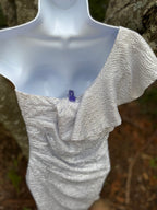 J IS FOR JUSTIFY silver dress- Consigned with VARDO Vintage & Valuables vvvardo.ca