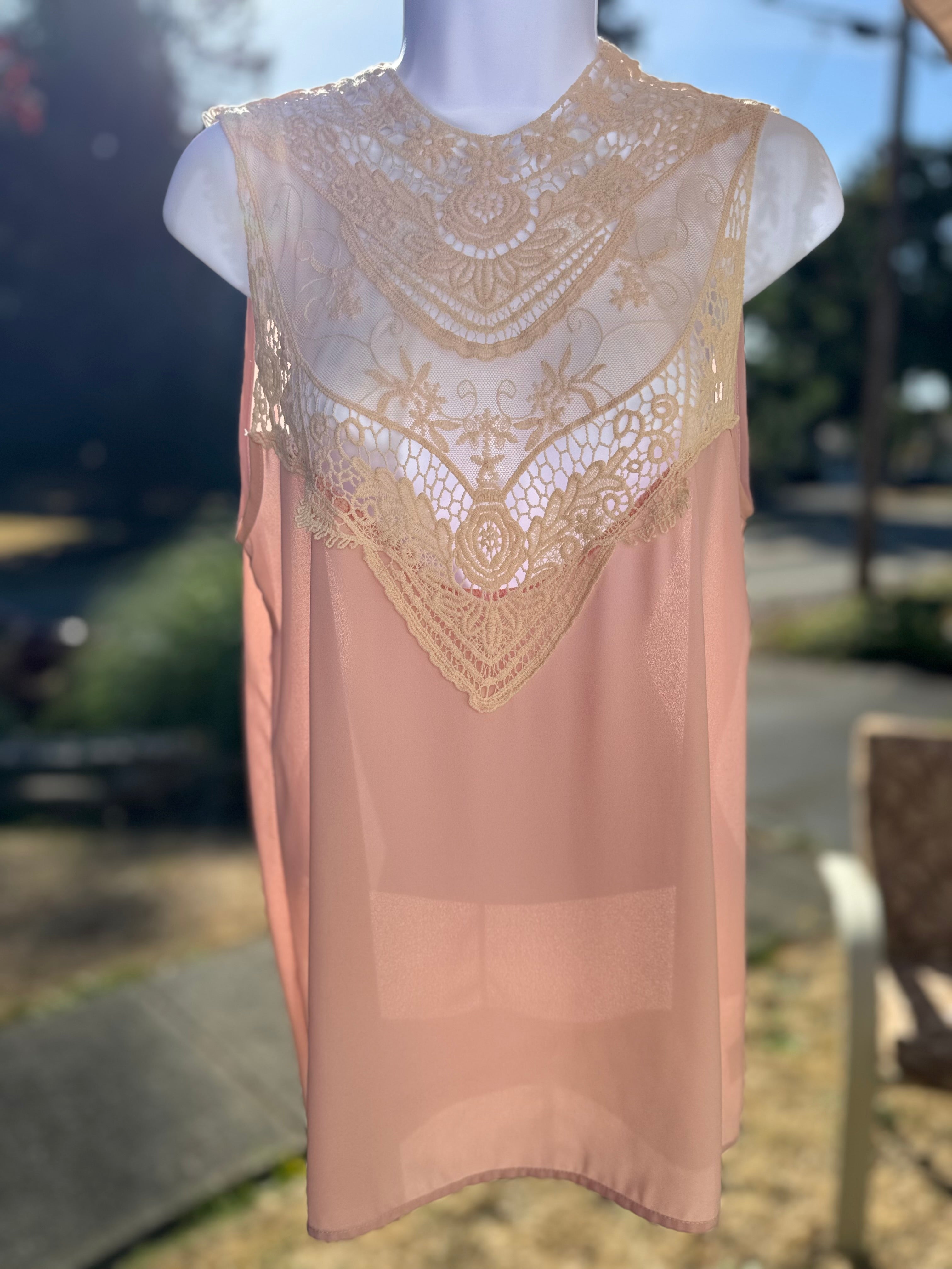 Sleeveless Crochet Lace Blouse- Consigned with VARDO Vintage & Valuables vvvardo.ca