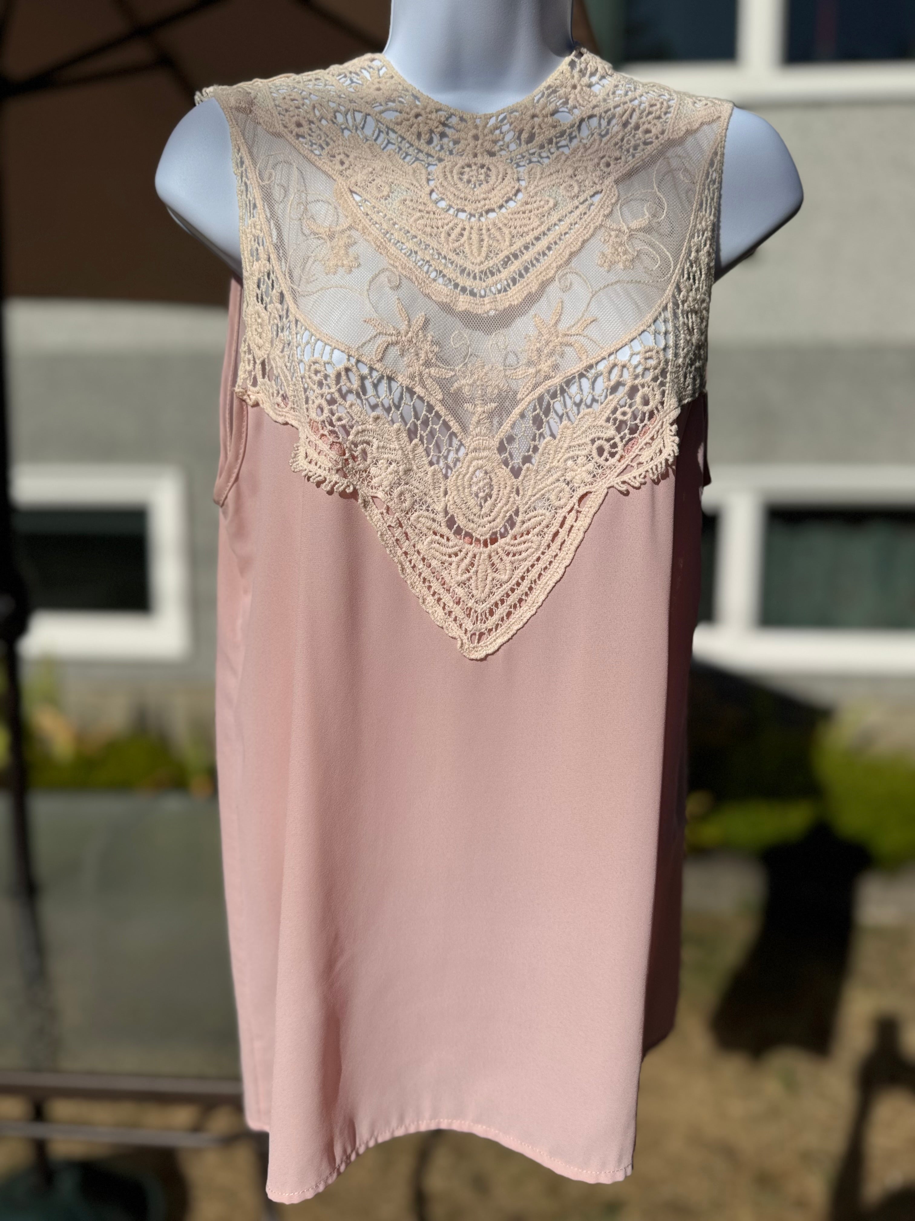 Sleeveless Crochet Lace Blouse- Consigned with VARDO Vintage & Valuables vvvardo.ca