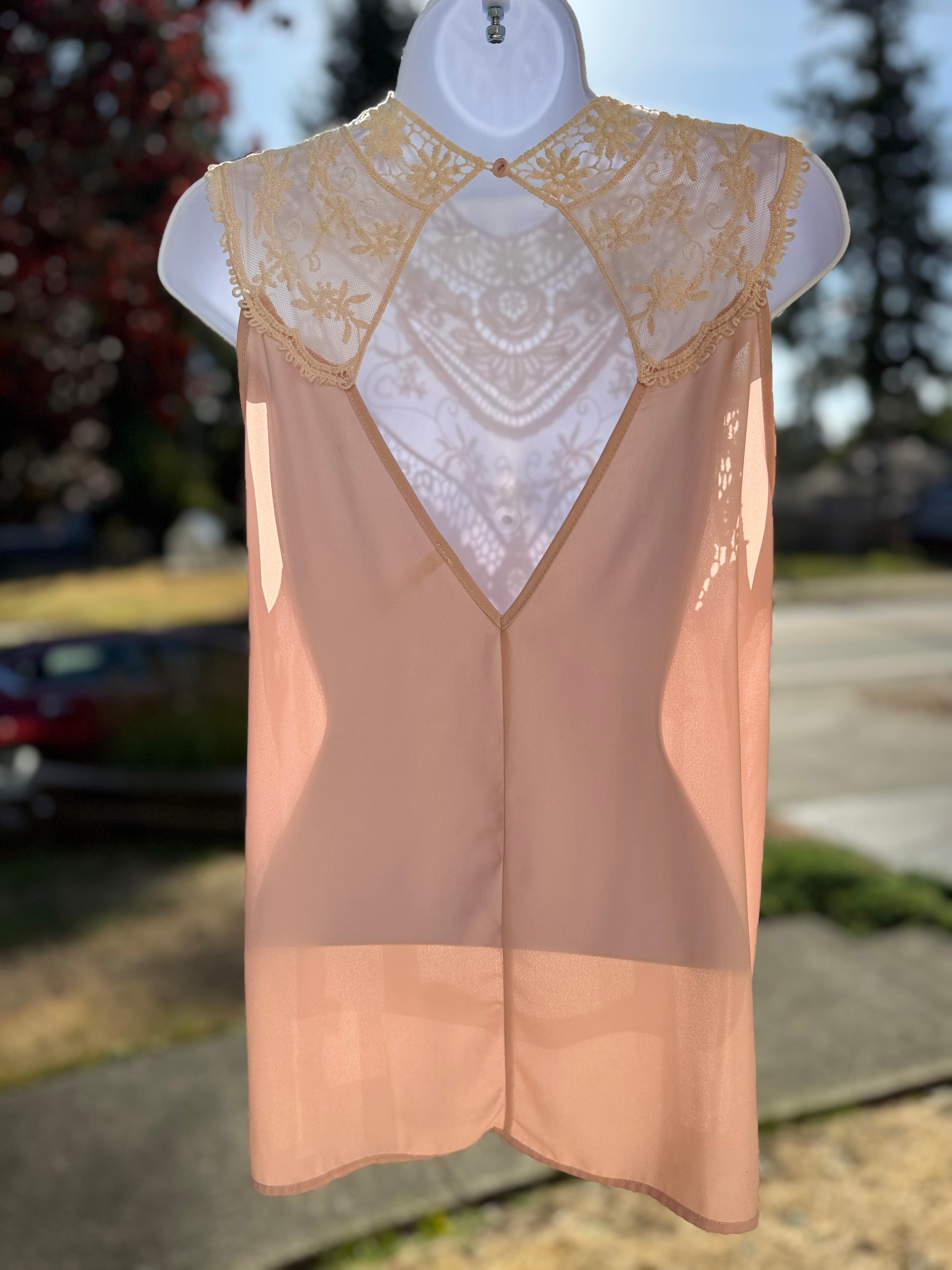 Sleeveless Crochet Lace Blouse- Consigned with VARDO Vintage & Valuables vvvardo.ca