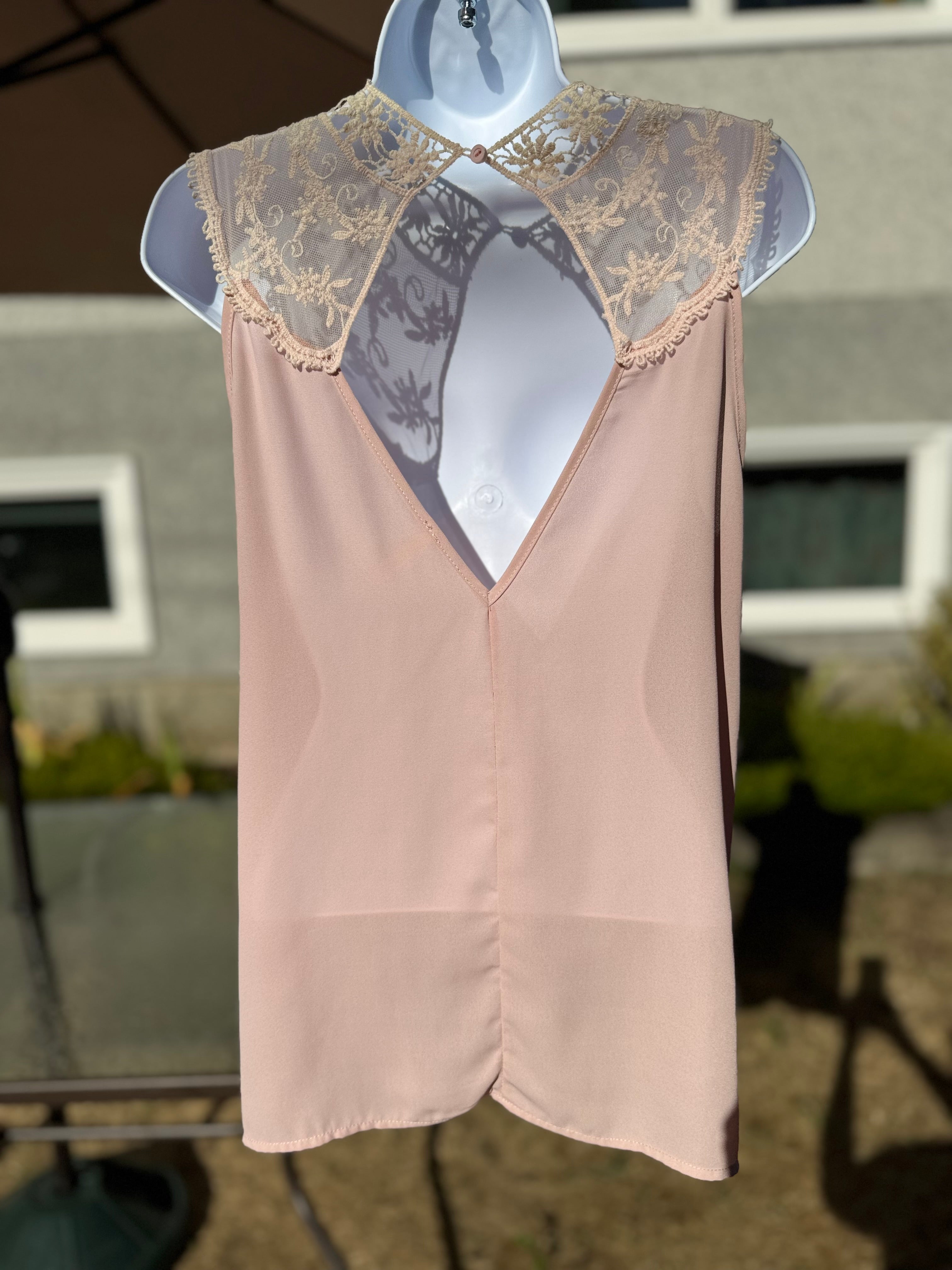 Sleeveless Crochet Lace Blouse- Consigned with VARDO Vintage & Valuables vvvardo.ca