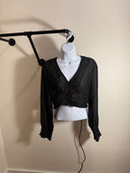 Dress Forum Black Cropped Blouse - V-Neck