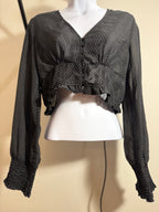 Dress Forum Black Cropped Blouse - V-Neck