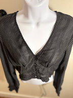 Dress Forum Black Cropped Blouse - V-Neck