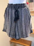 Briggs Grey Striped Shorts - Linen Blend