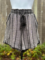 Briggs Grey Striped Shorts - Linen Blend