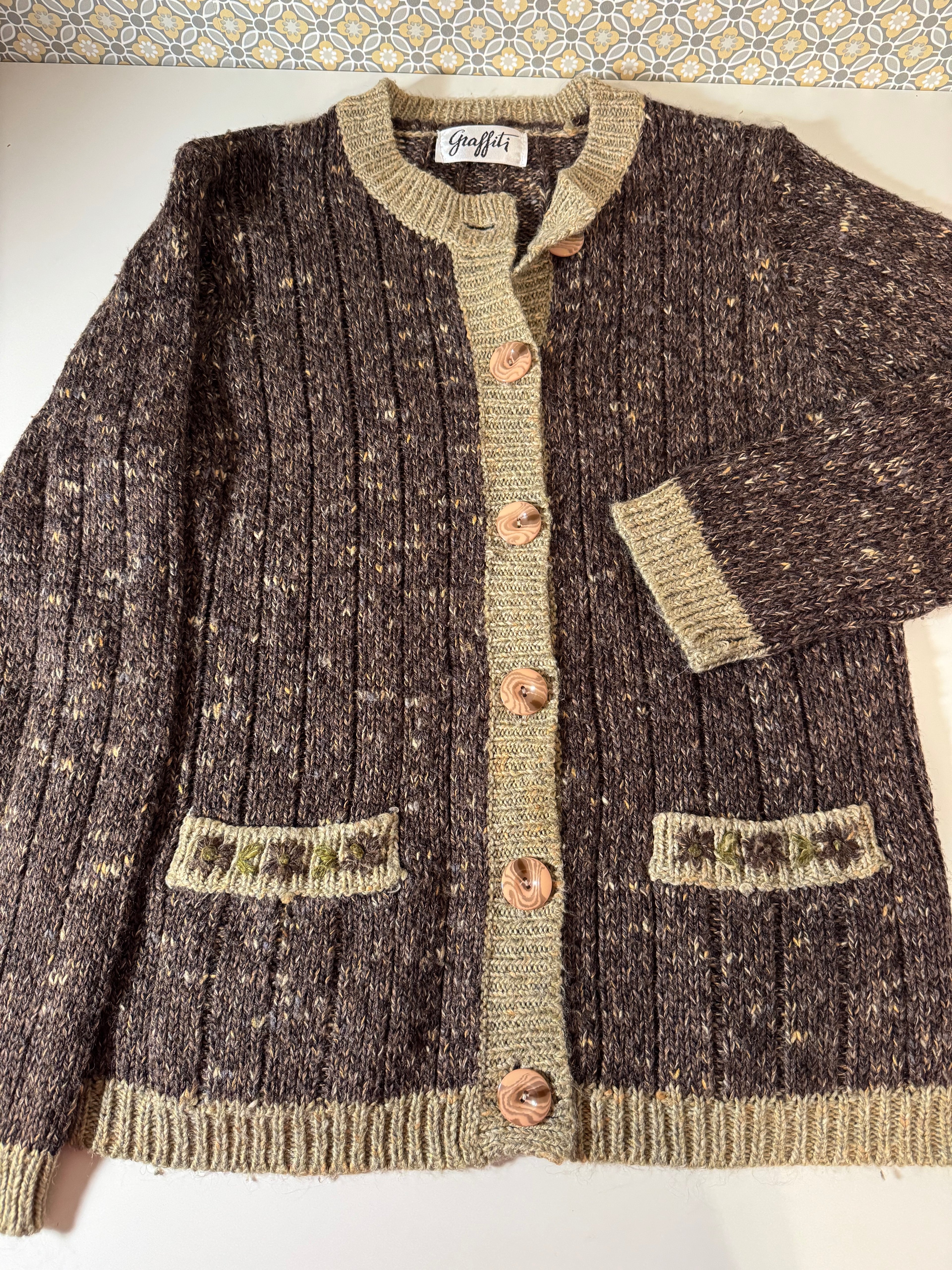 GRAFFITI: Grandma Core Vintage Cardigan Sweater - Consigned with VARDO Vintage & Valuables vvvardo.ca