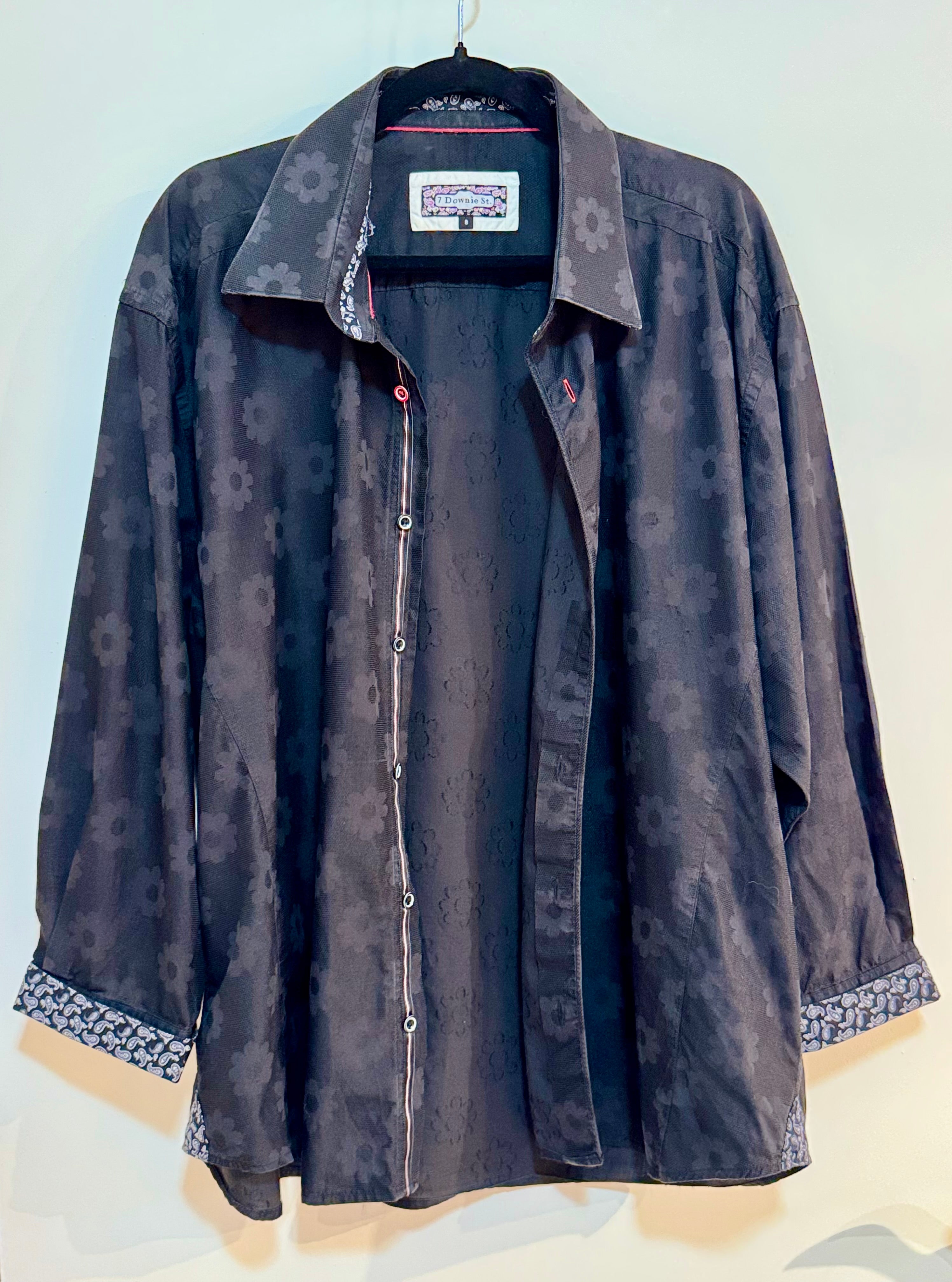 7 DOWNIE ST Button Down Flower Men's Dress Shirt - Consigned with VARDO Vintage & Valuables vvvardo.ca