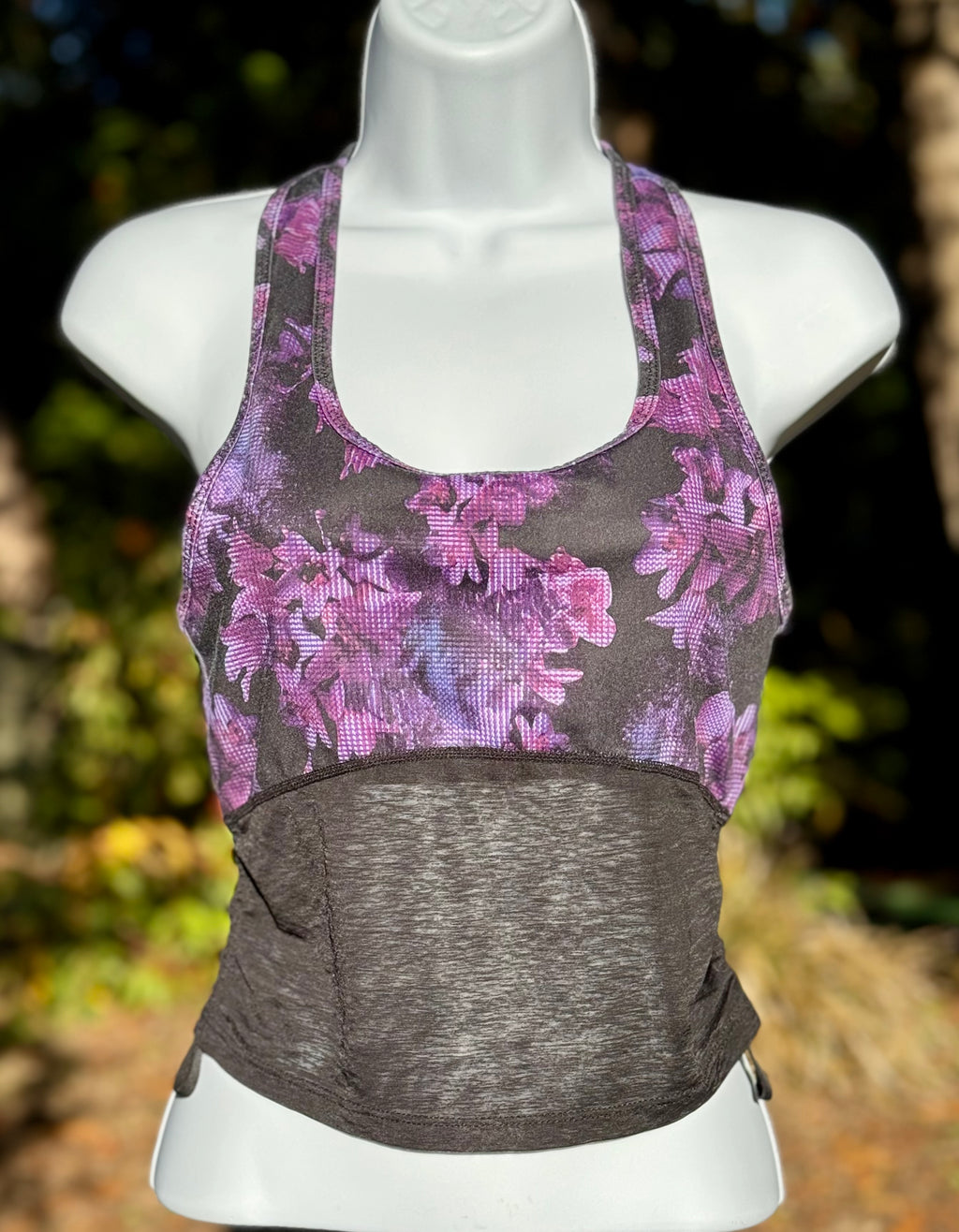 Fabletics Purple Floral Sports Bra - Racerback
