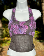 Fabletics Purple Floral Sports Bra - Racerback