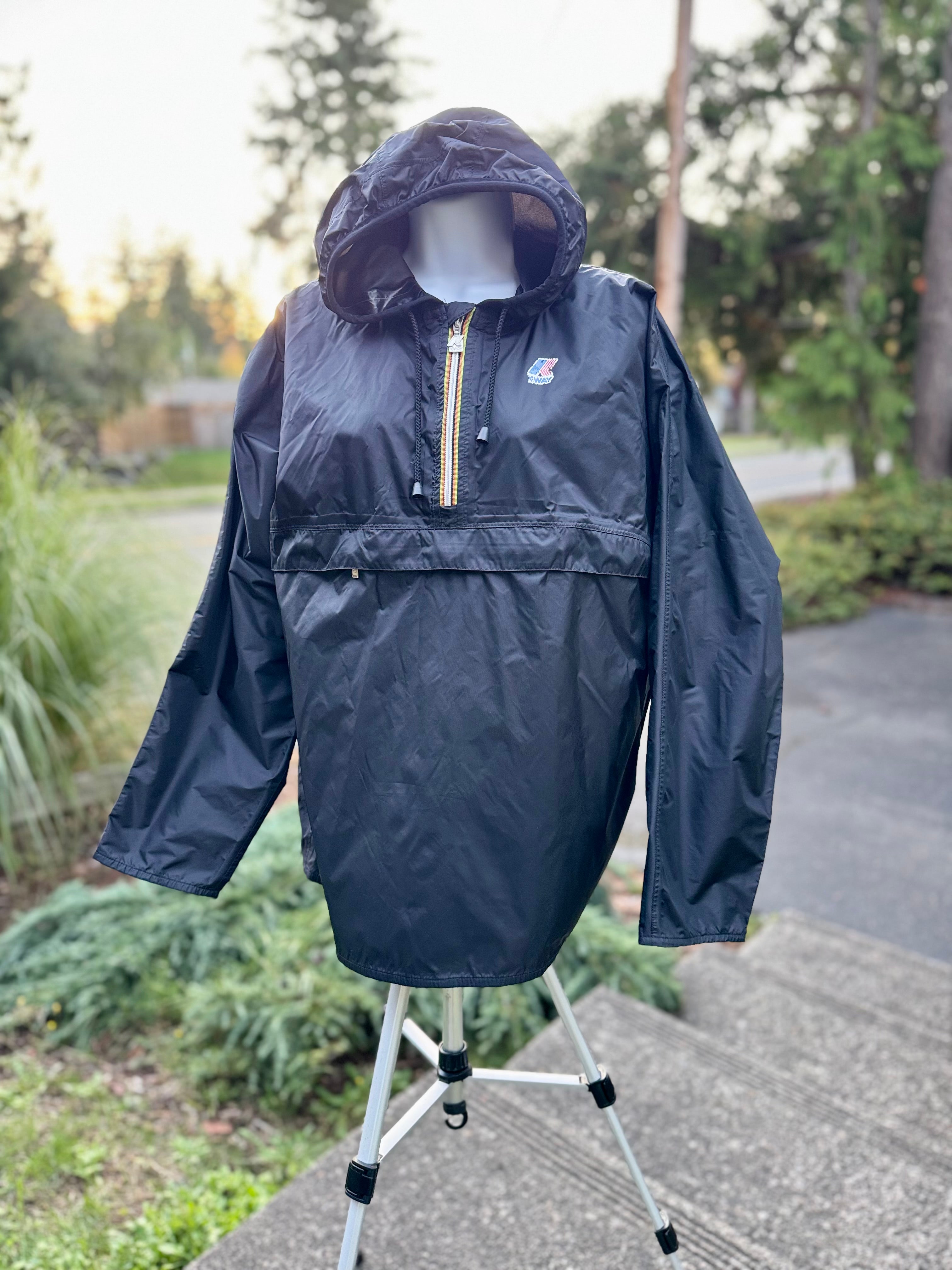K-WAY Packable Quarter Zip Windbreaker Rain Jacket- Consigned with VARDO Vintage & Valuables vvvardo.ca