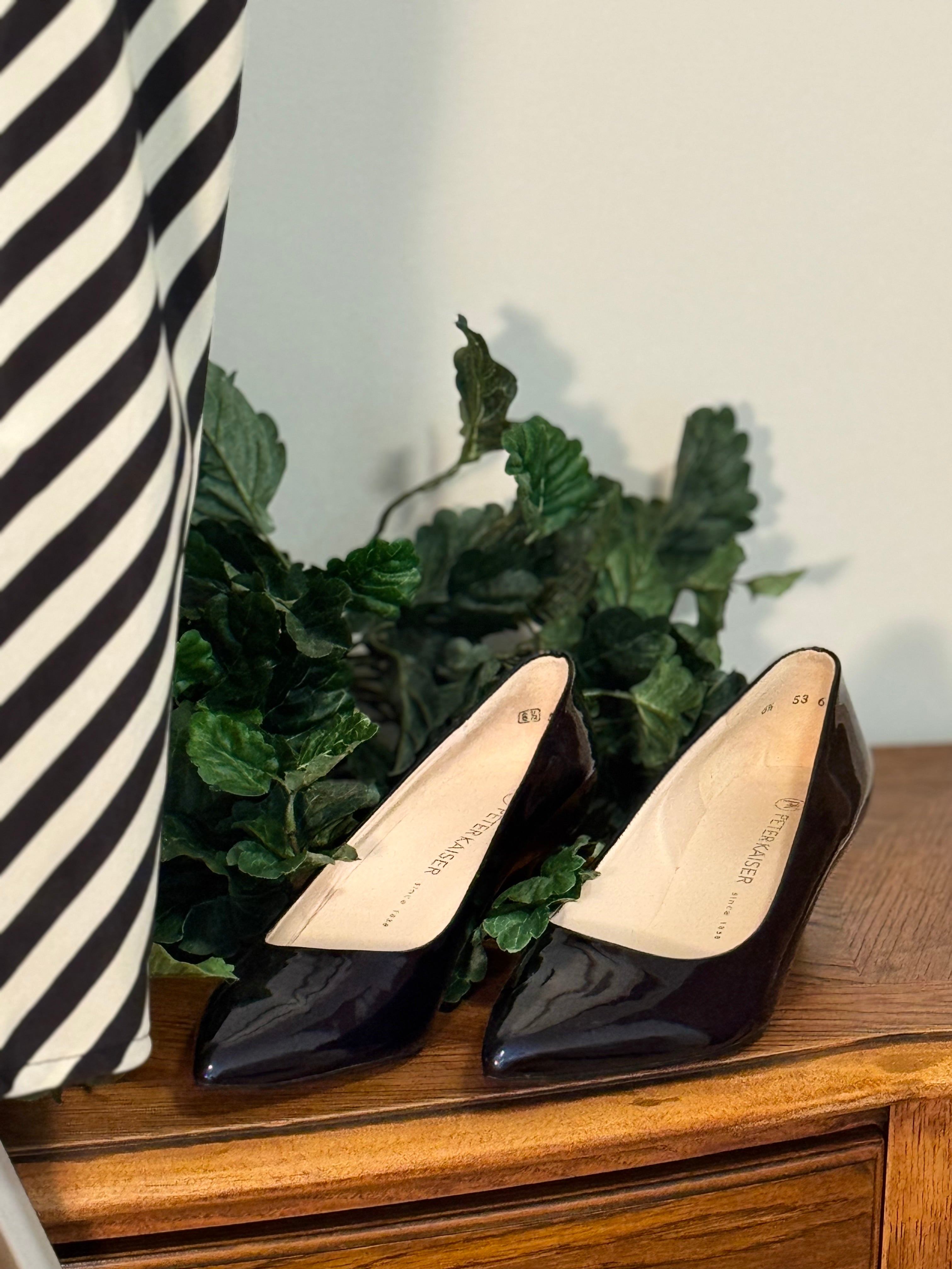 Navy Blue Patent Peter Kaiser heels - consigned with VARDO Vintage & Valuables vvvardo.ca