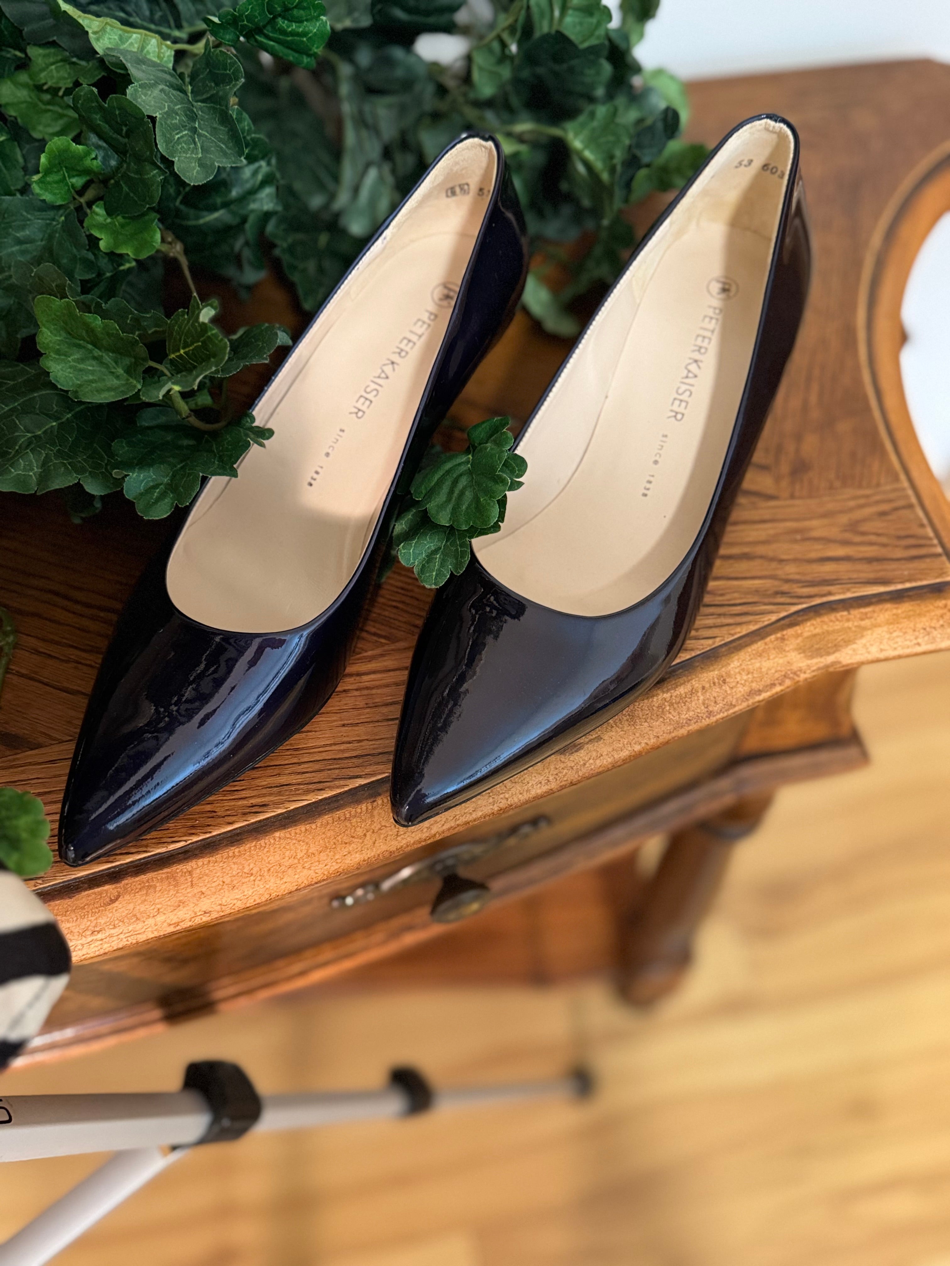 Navy Blue Patent Peter Kaiser heels - consigned with VARDO Vintage & Valuables vvvardo.ca