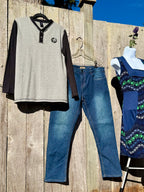 RED DRAGON Baseball style Henley long sleeve- Consigned with VARDO Vintage & Valuables vvvardo.ca