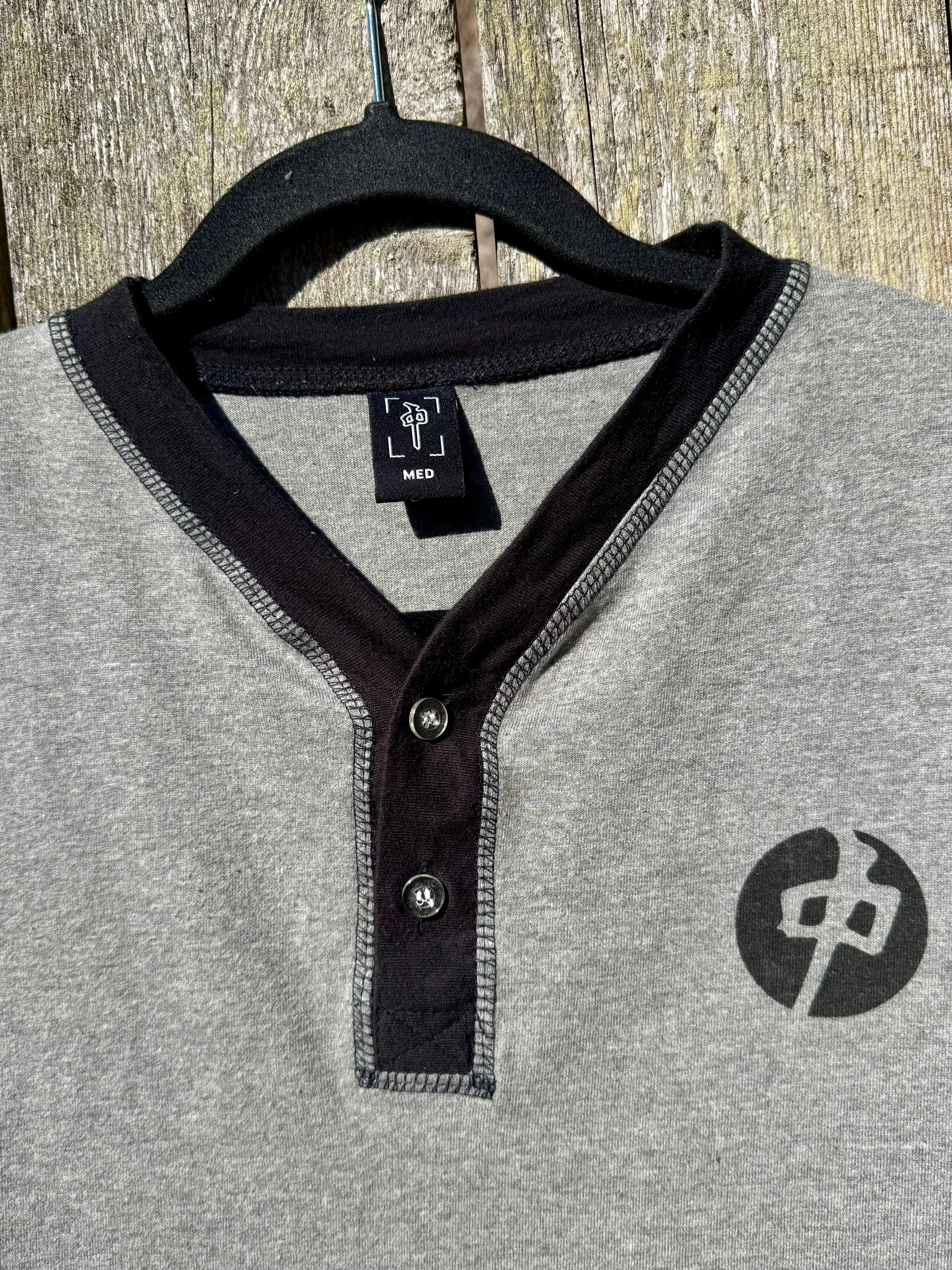 RED DRAGON Baseball style Henley long sleeve- Consigned with VARDO Vintage & Valuables vvvardo.ca