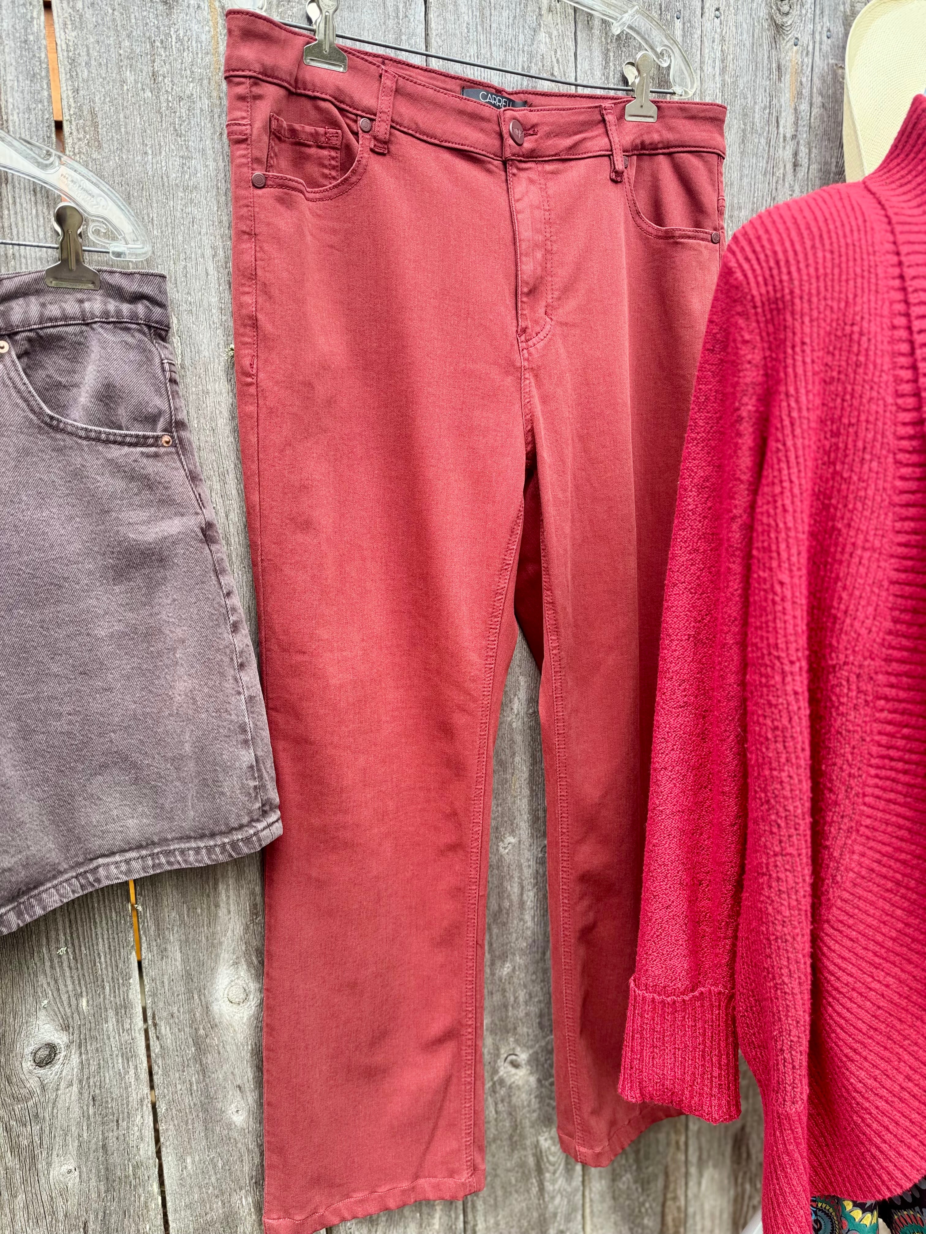 CARRELI JEANS PREMIUM  (FIRE BRICK) COLOR PANTS- Consigned with VARDO Vintage & Valuables vvvardo.ca