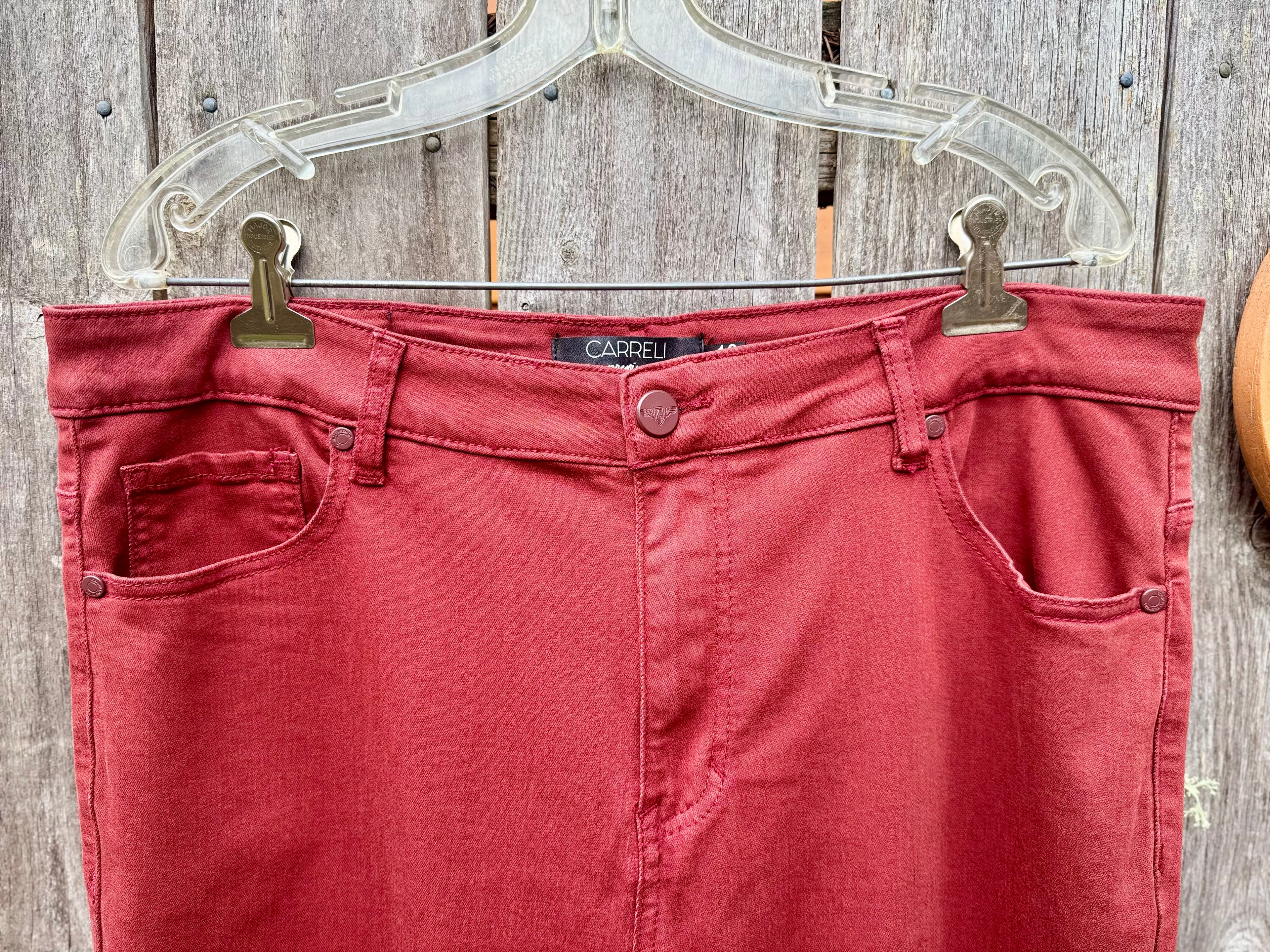 CARRELI JEANS PREMIUM  (FIRE BRICK) COLOR PANTS- Consigned with VARDO Vintage & Valuables vvvardo.ca