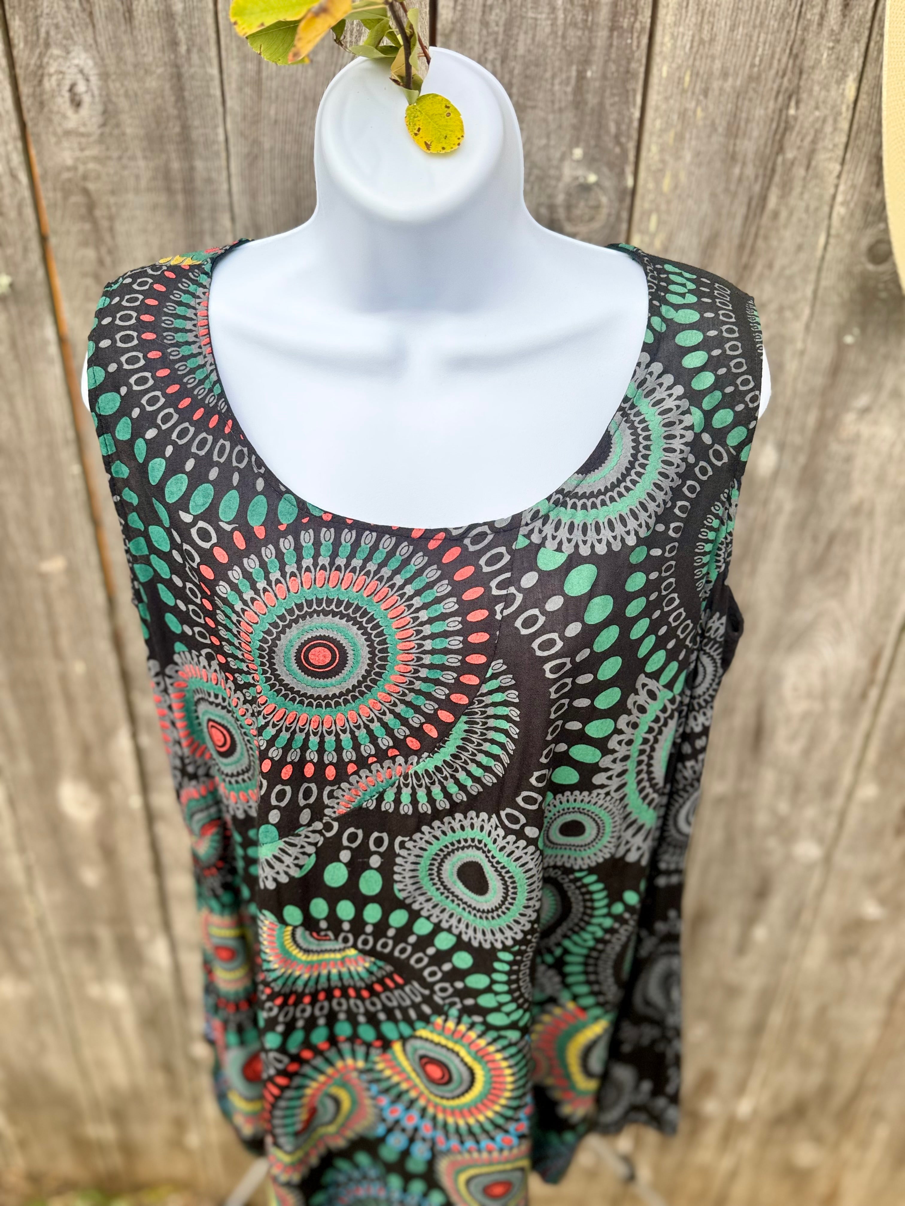 LEOPARDS & ROSES TUNIC TOP- Consigned with VARDO Vintage & Valuables vvvardo.ca