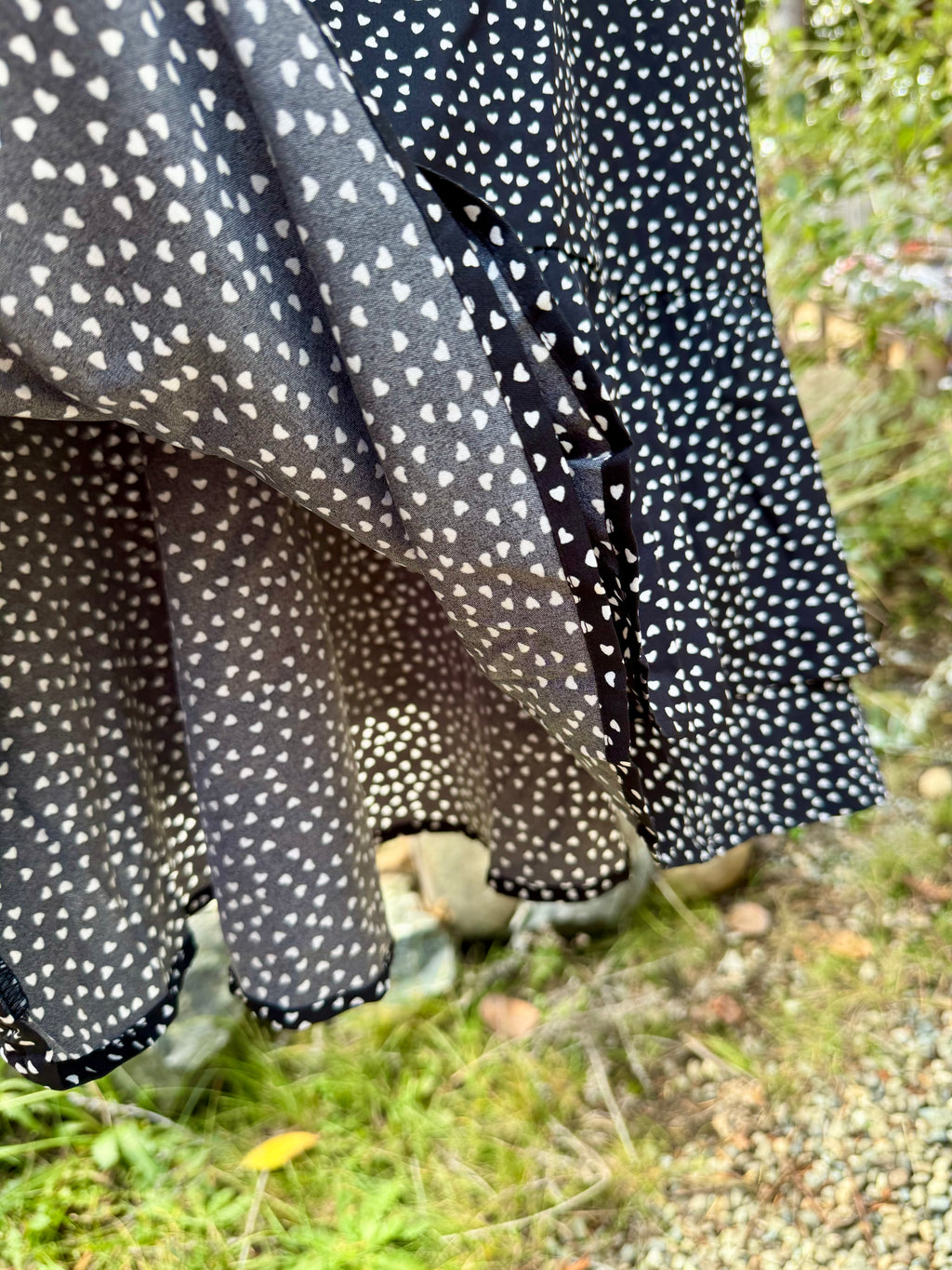 ALLEGRA K SKIRT with double frilled hem and hearts print. - Consigned with VARDO Vintage & Valuables vvvardo.ca