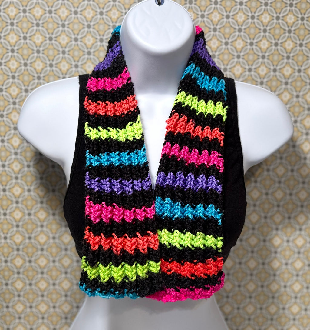 NEON KNIT SCARF- Consigned with VARDO Vintage & Valuables vvvardo.ca