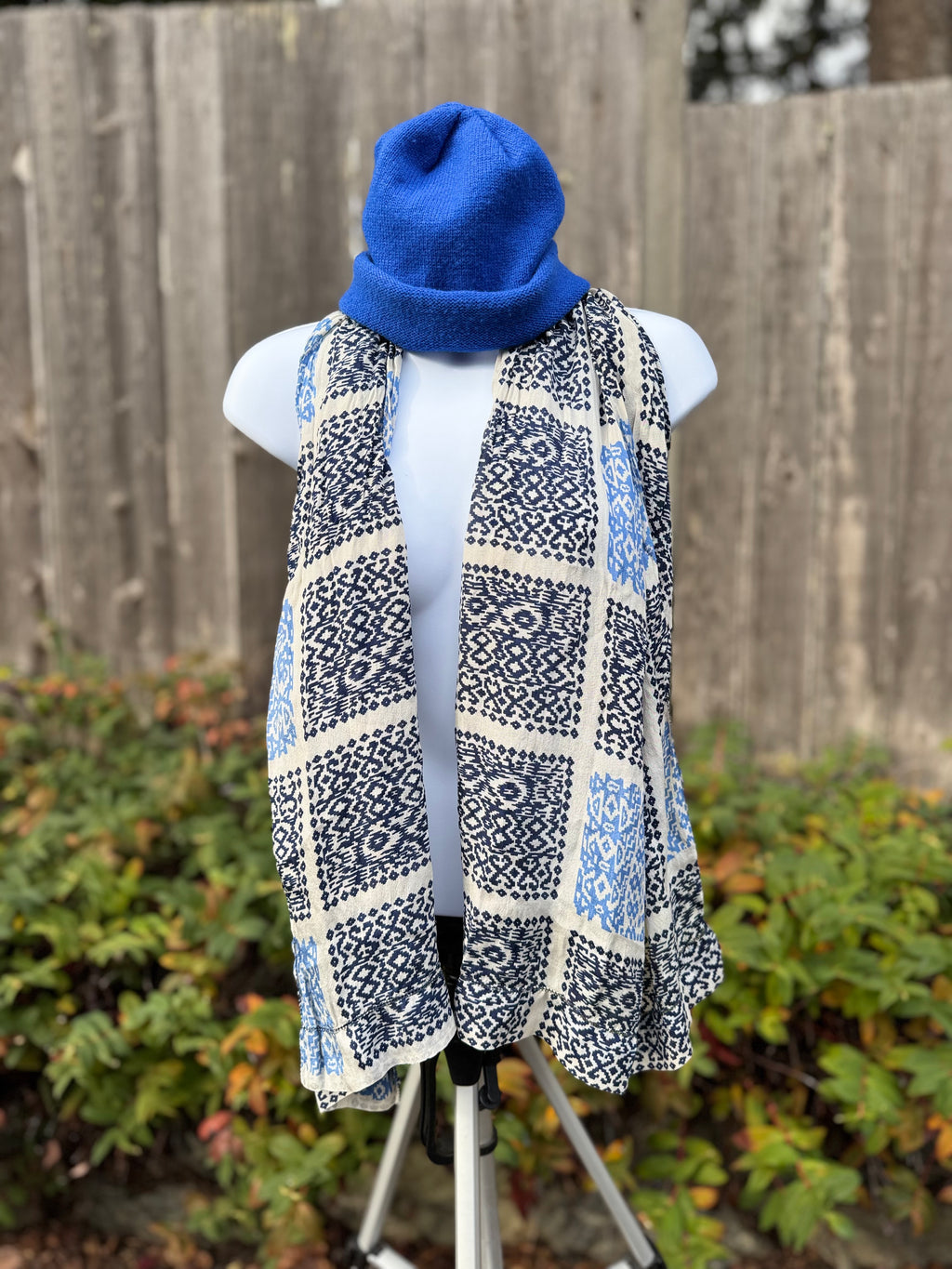 BLUE KNIT TOQUE WITH ROLLED HEM- Consigned with VARDO Vintage & Valuables vvvardo.ca