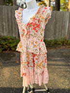 OASIS JEANS FLORAL FRILLED YOUTH DRESS- Consigned with VARDO Vintage & Valuables vvvardo.ca