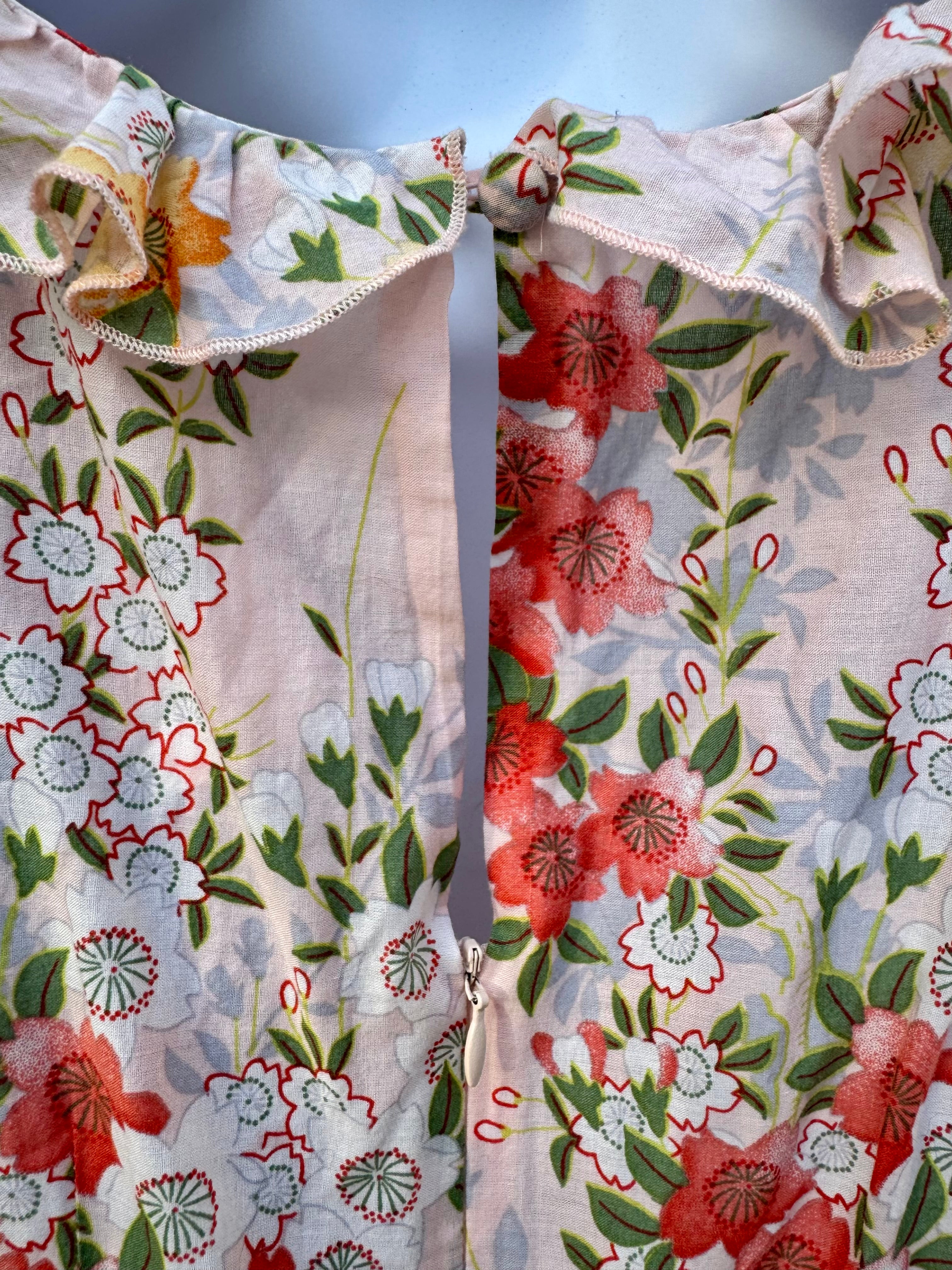 OASIS JEANS FLORAL FRILLED YOUTH DRESS- Consigned with VARDO Vintage & Valuables vvvardo.ca